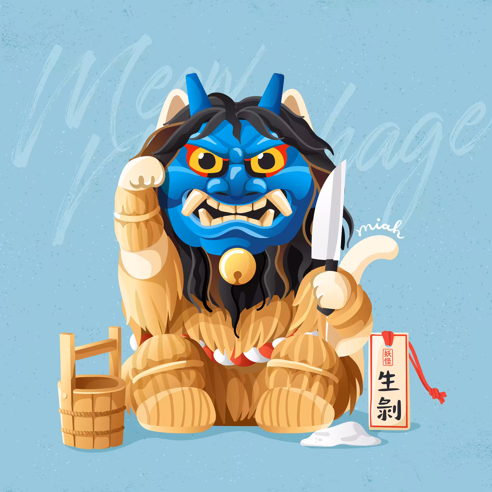 Manekineko x Yokai : Meow Blue Namahage