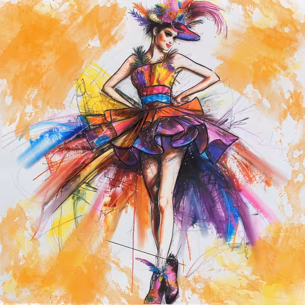 Haute Couture Sketches: Haute Couture | Stylish Colorful Dress