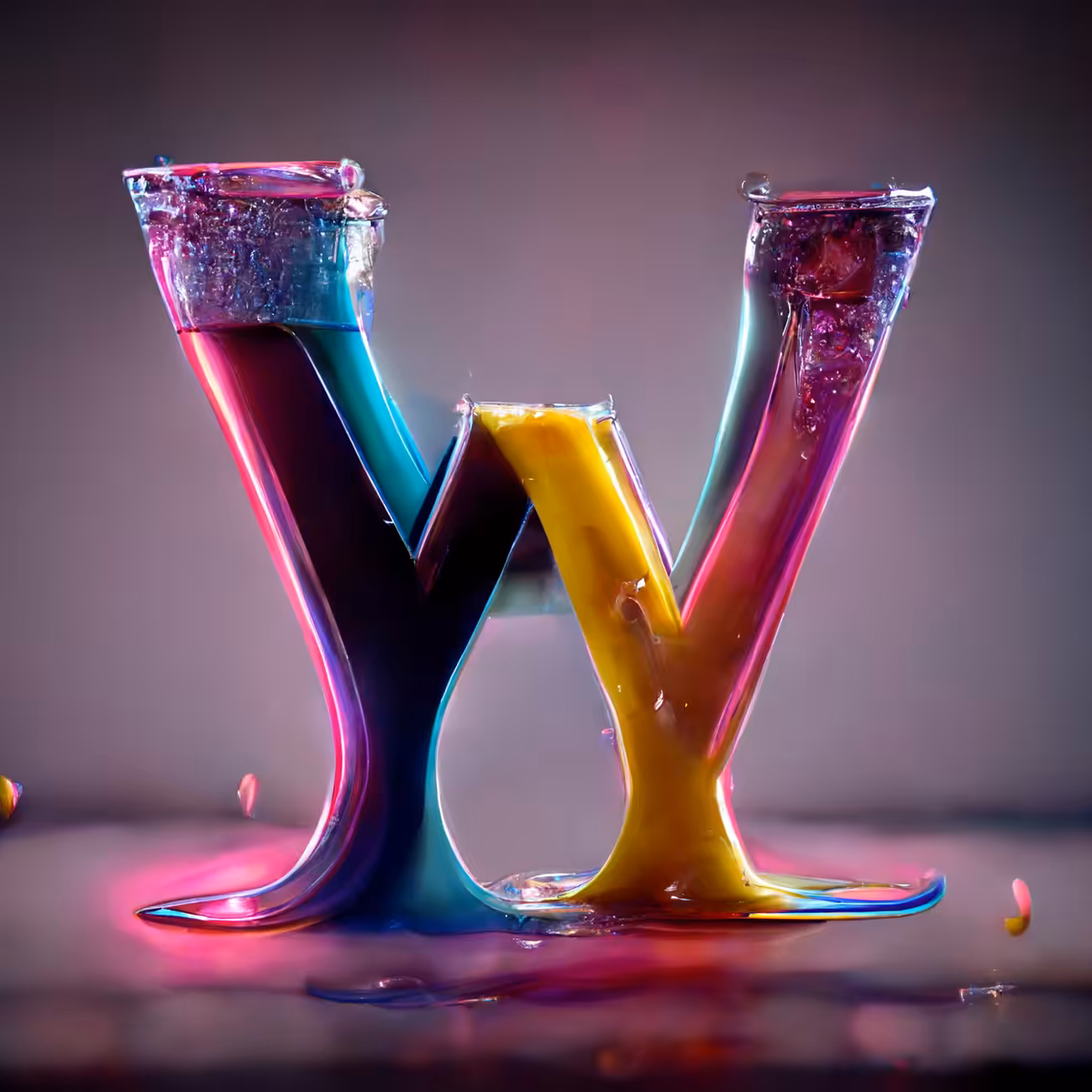 Shiny Liquid Alphabet Series - W