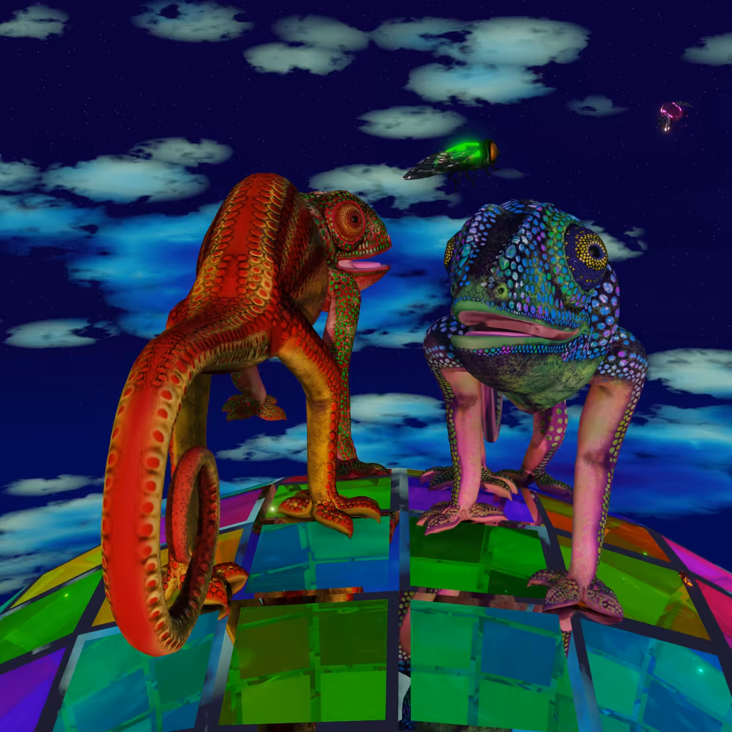 Chameleon Compadres in Motion	
