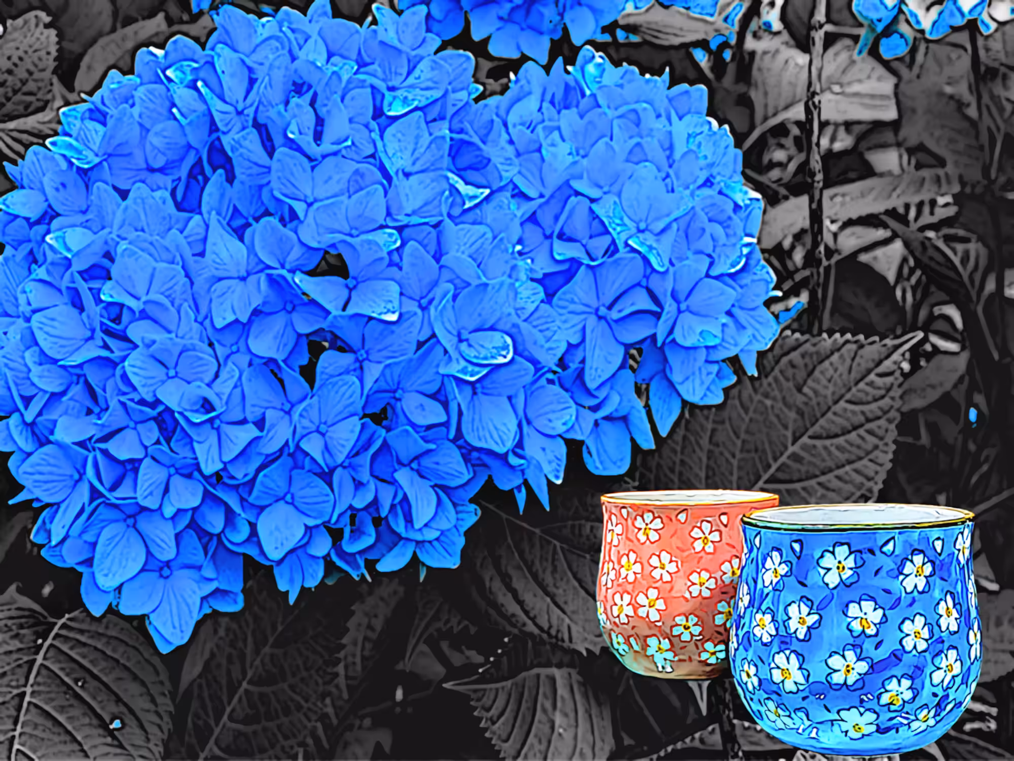 Blue Hydrangea & Yunomi