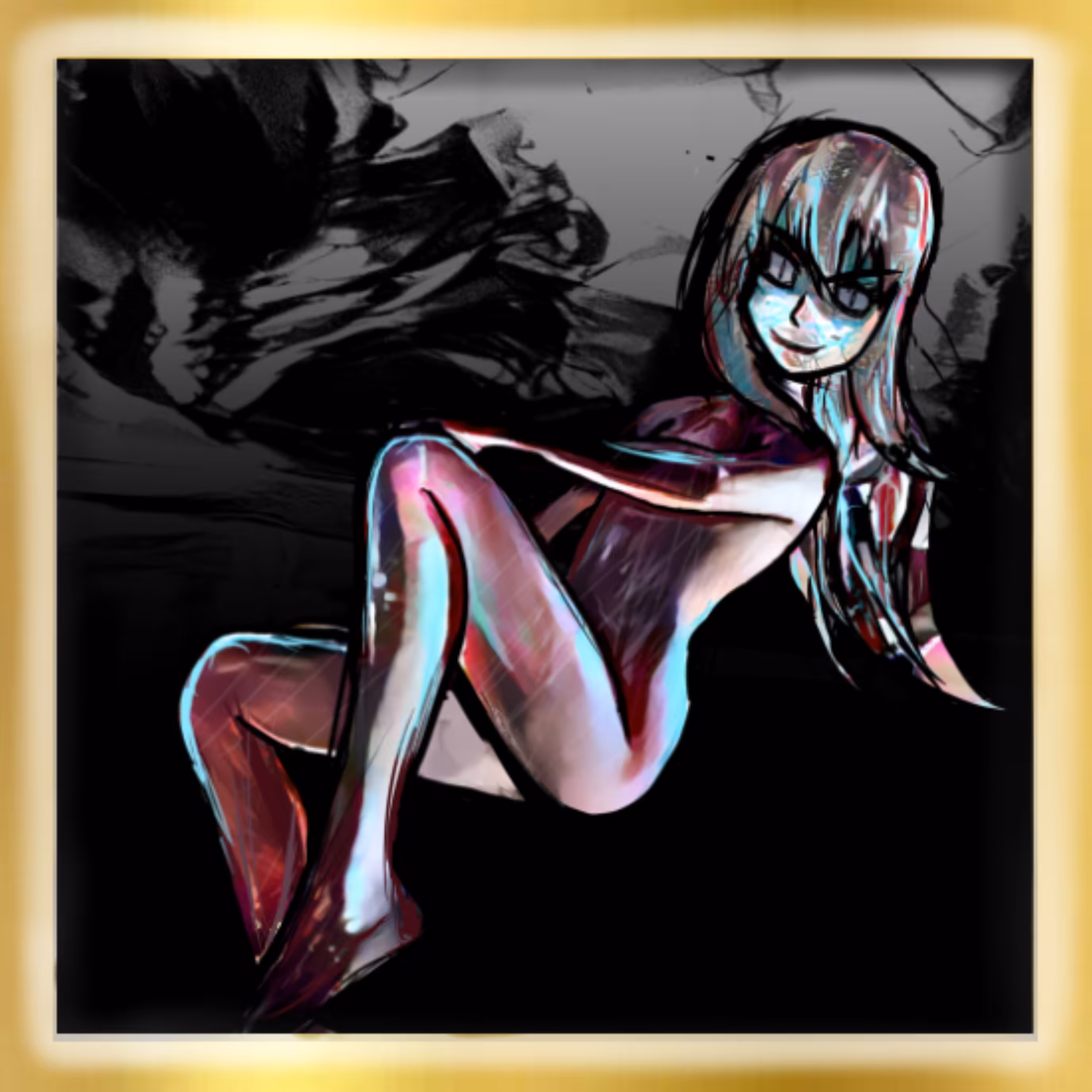 Demon Girl: Rayna. Gold Frame
