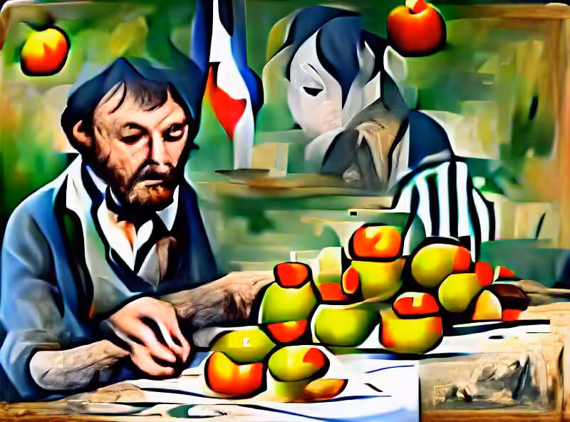 Abraham's First Works: Paul Cezanne painting apples on a table