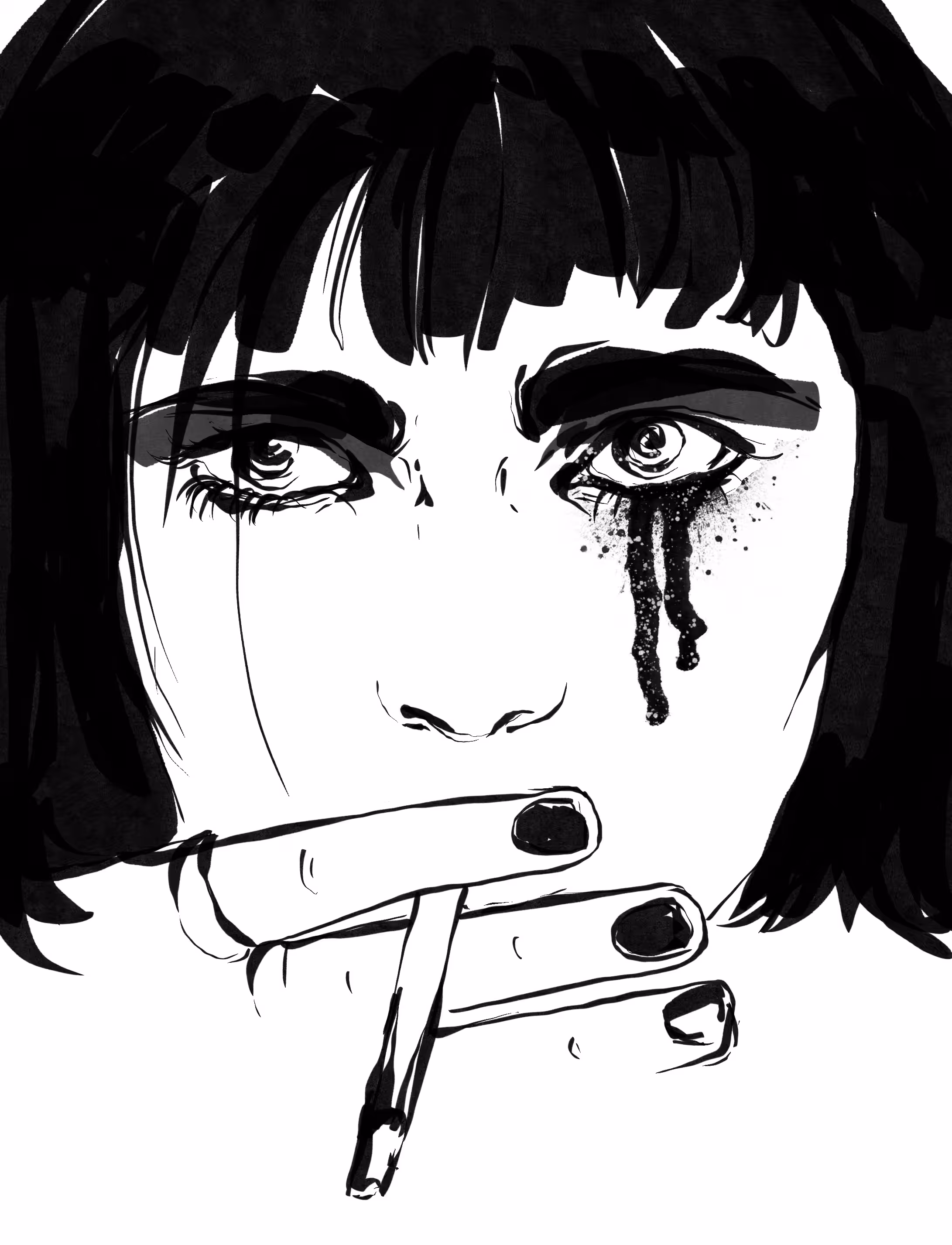 She has tears with space