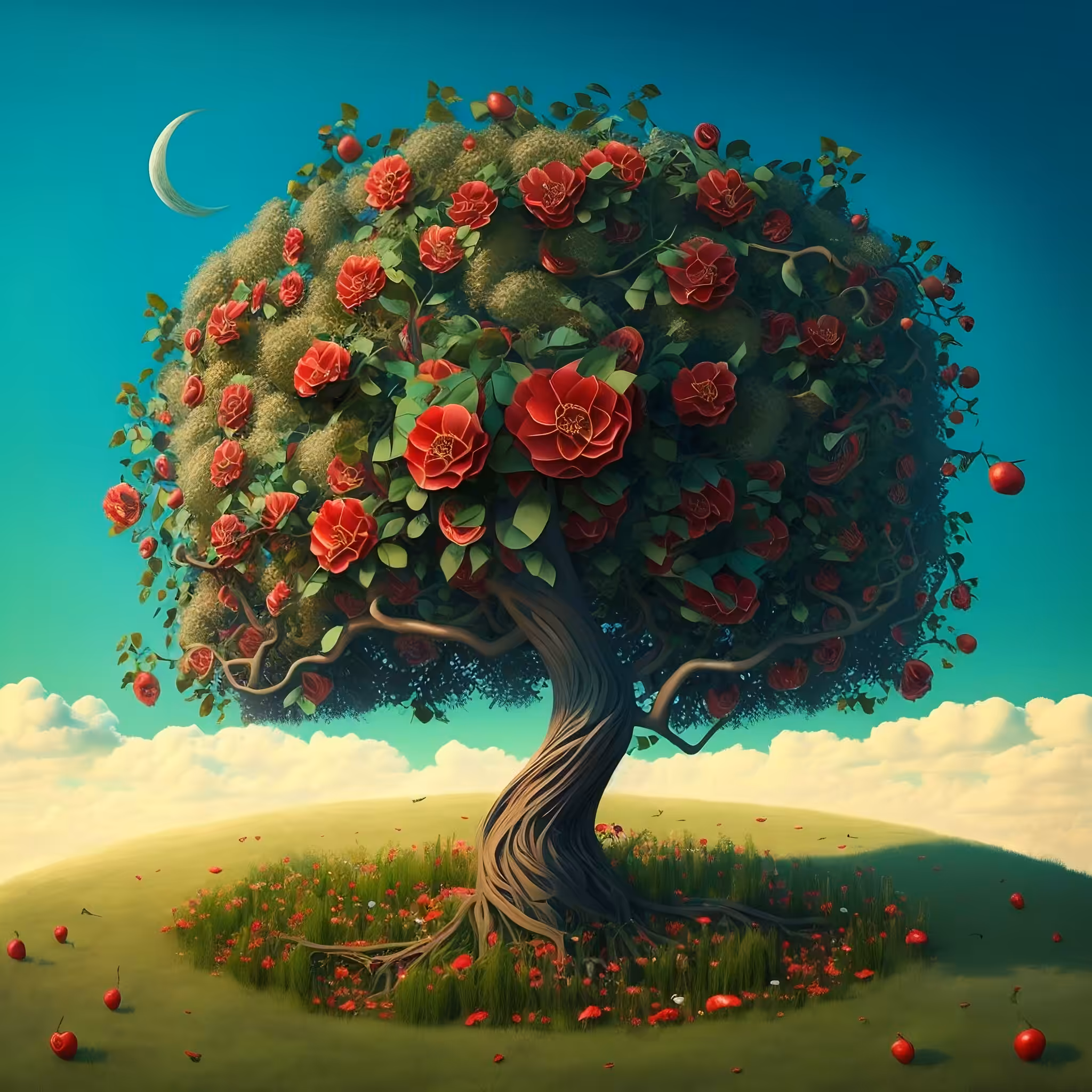 Roses on the Apple Tree
