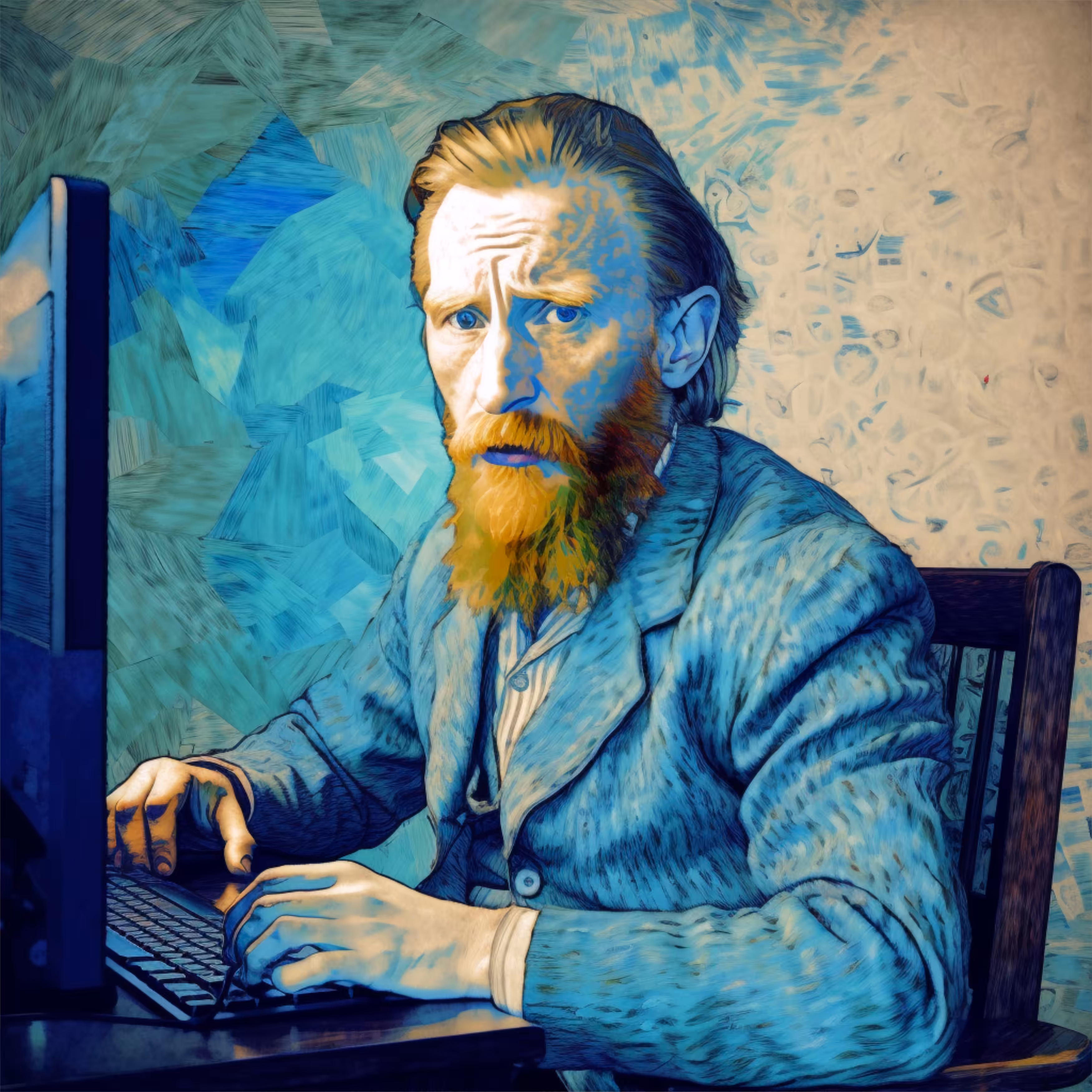 Van Gogh doing gm in Twitter