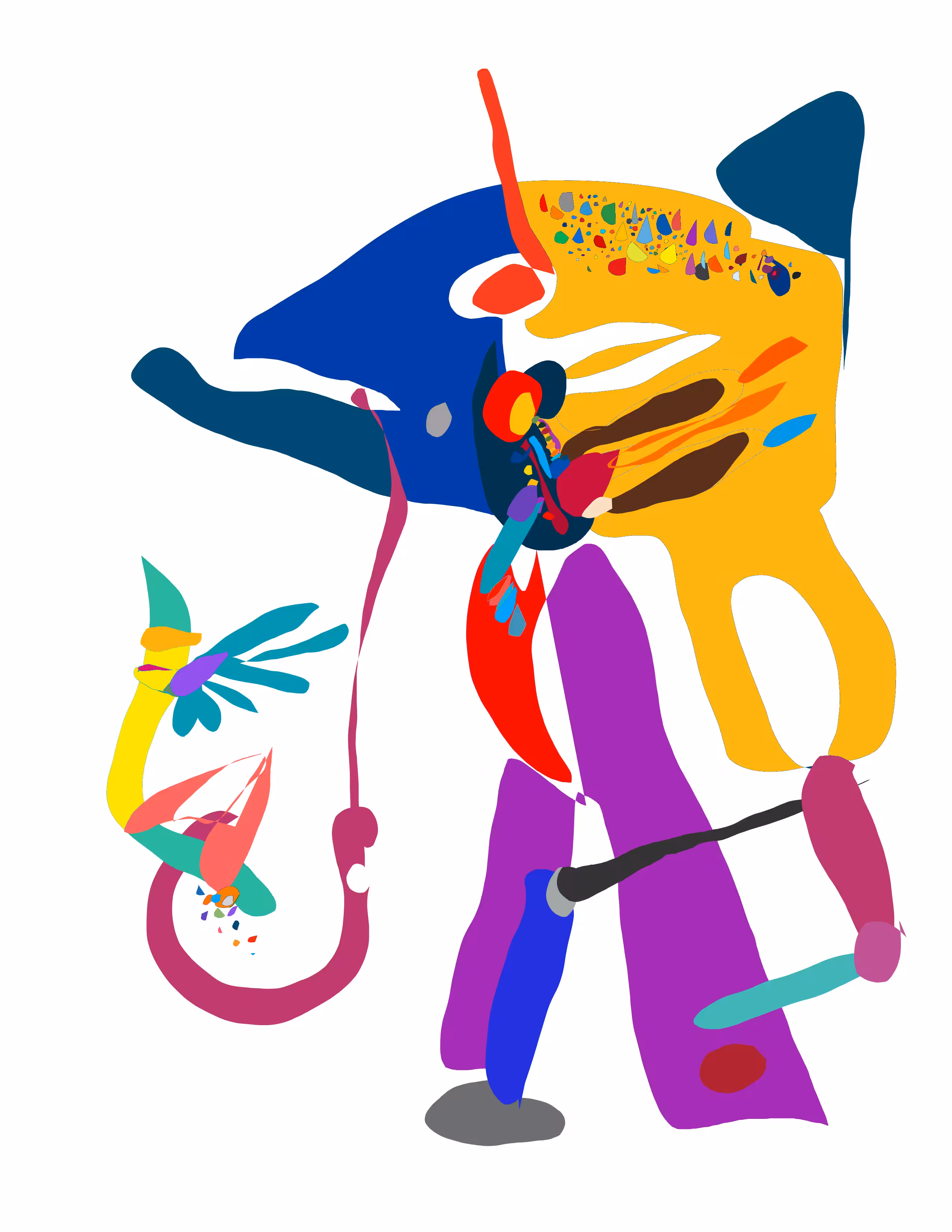 Multicolored brushstroke + nude art: Sea adventure