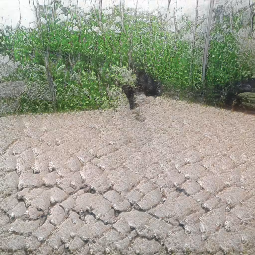 2.  On the ground.