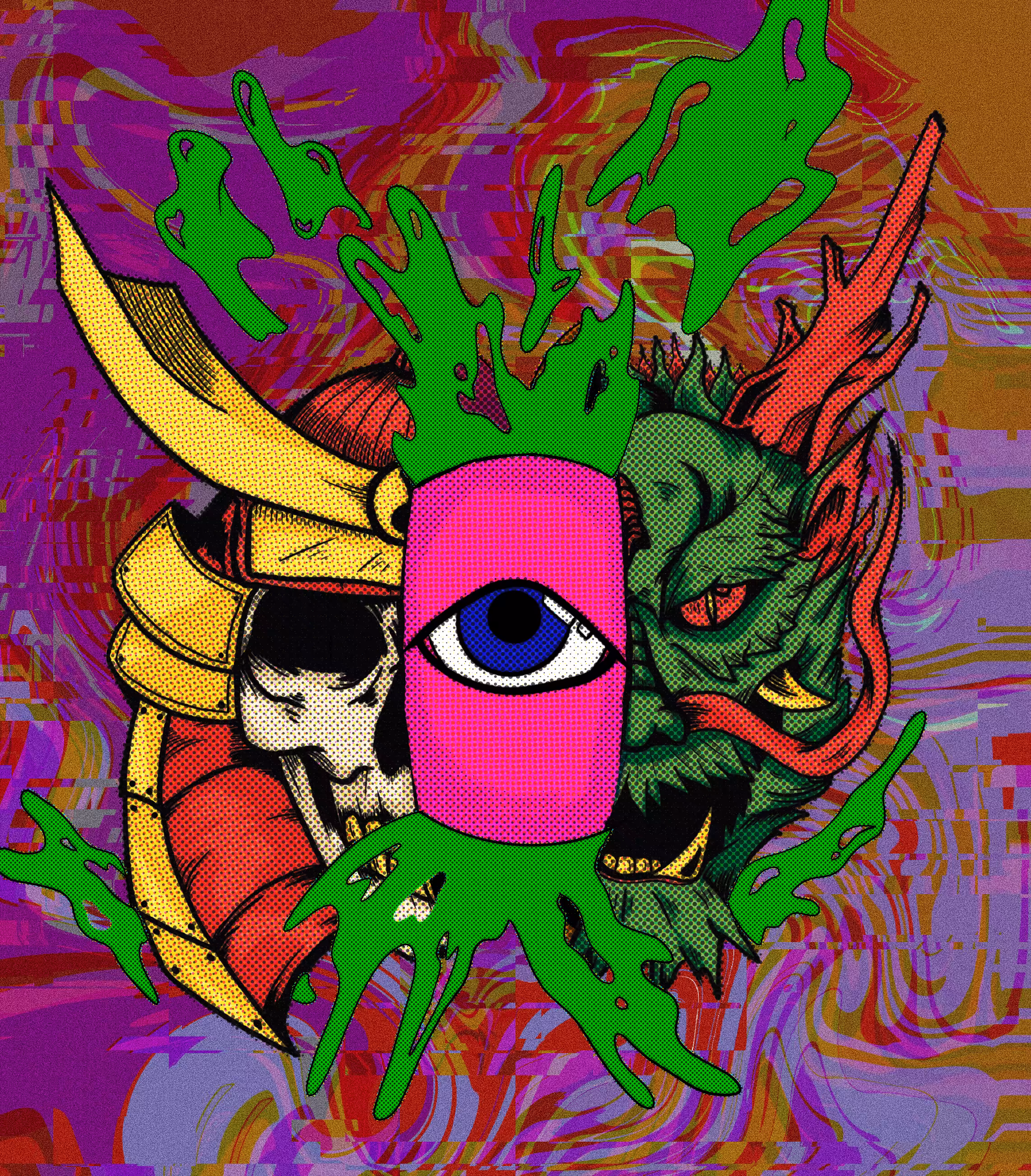 Skull samurai x dragon