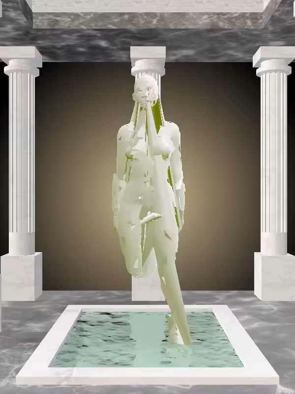 HeavenComputer: The Phone Calling Matte Green Woman #7339