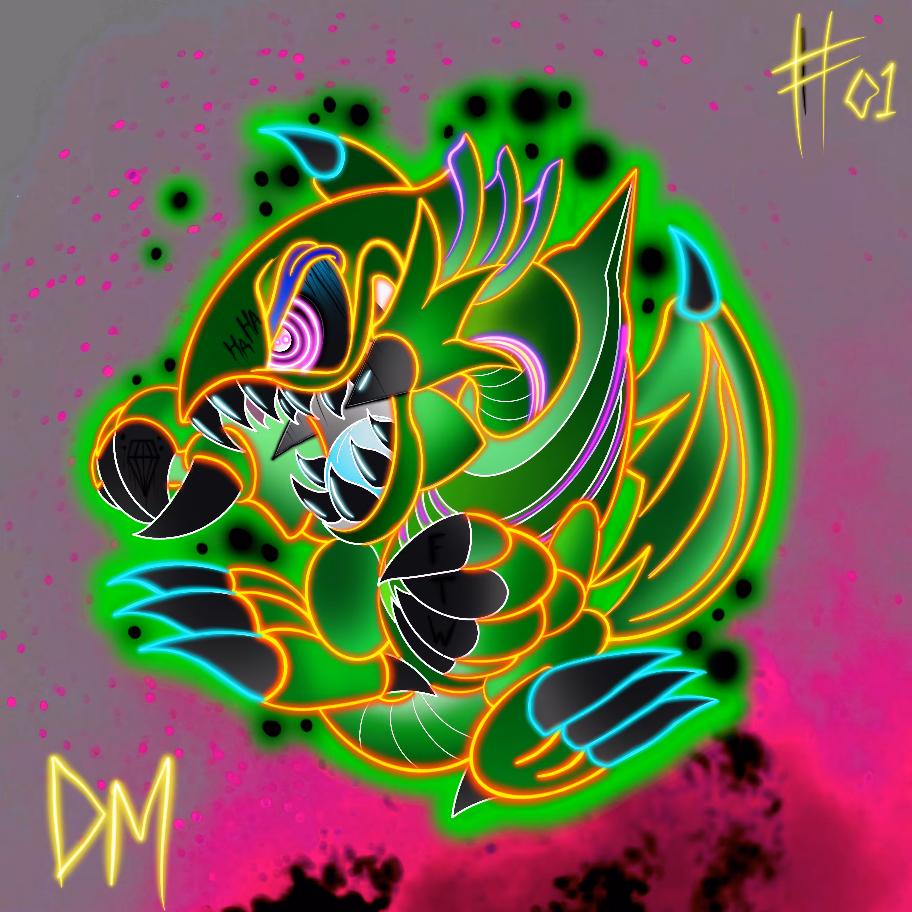 Pink Eyes Green Dragon 