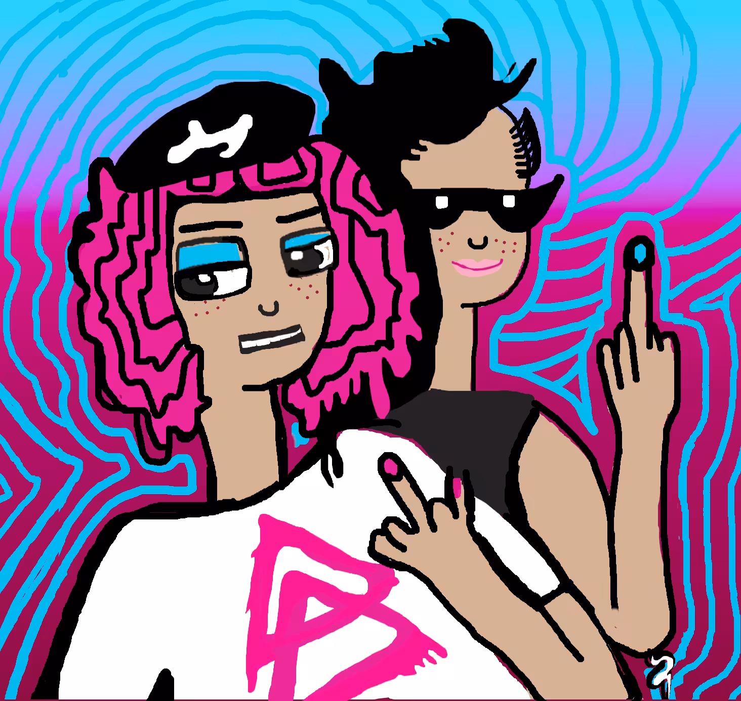 Artchick and Claire Flip Off The World