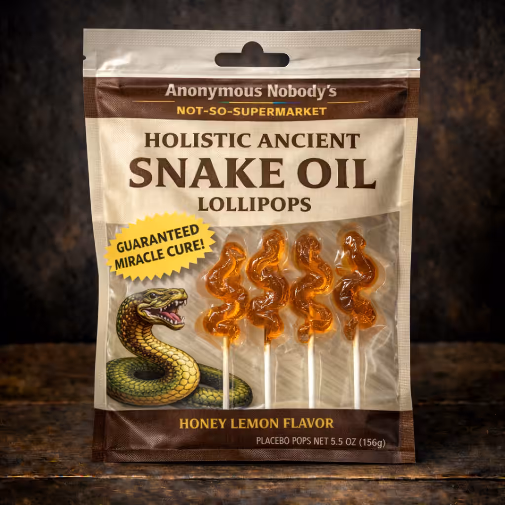 Anonymous Nobody’s Not-So-Supermarket: Snake Oil Lollipops
