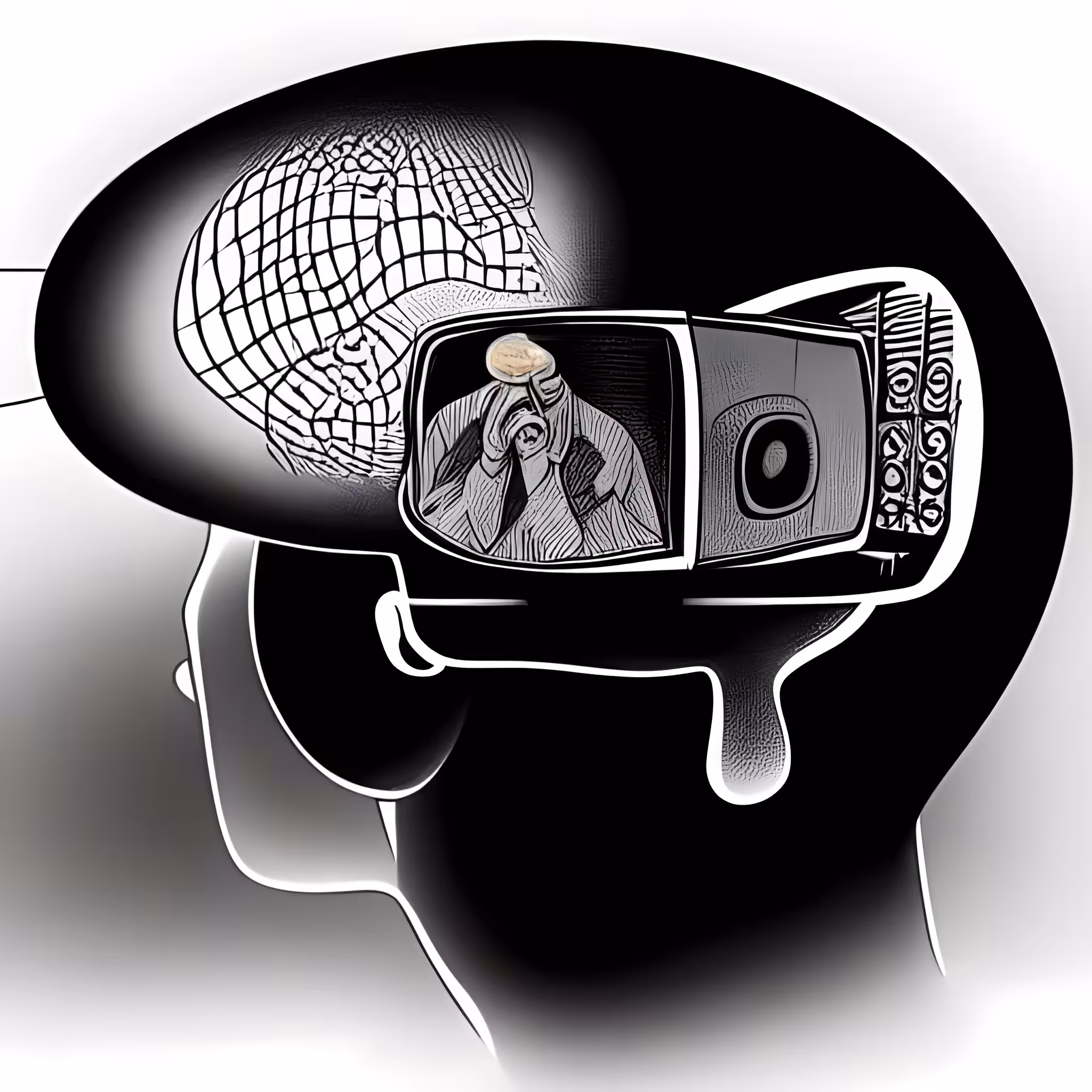 TV inside a man's head