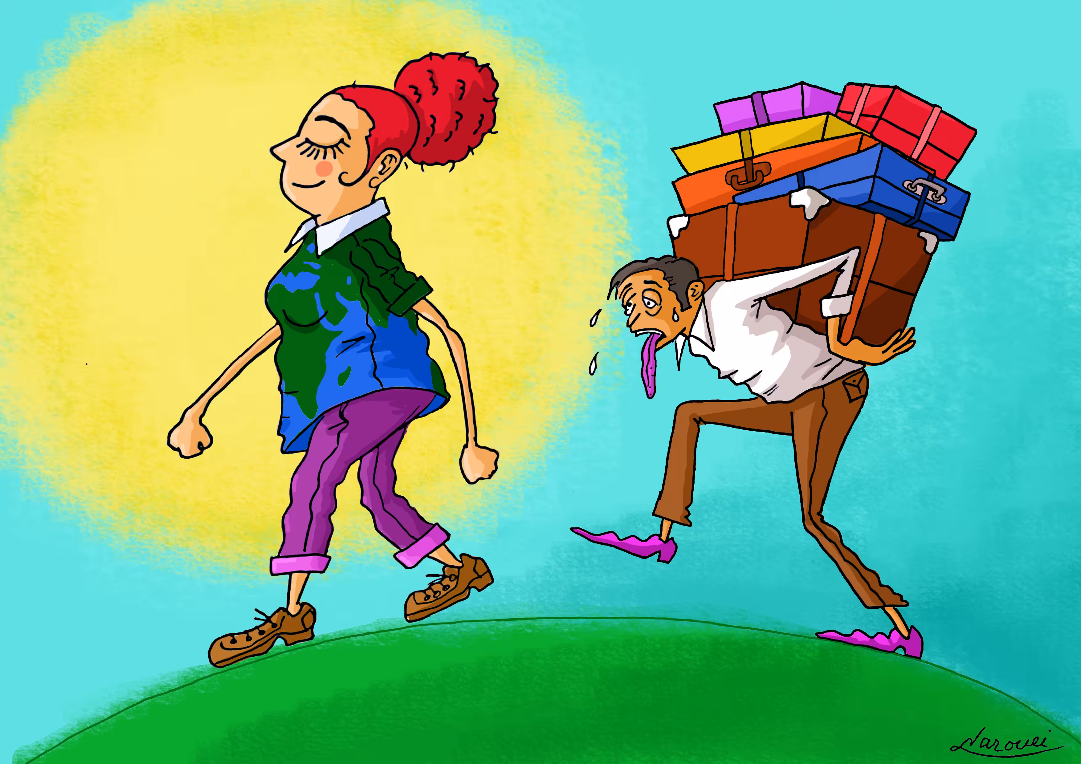 Traveling with a tourist woman 