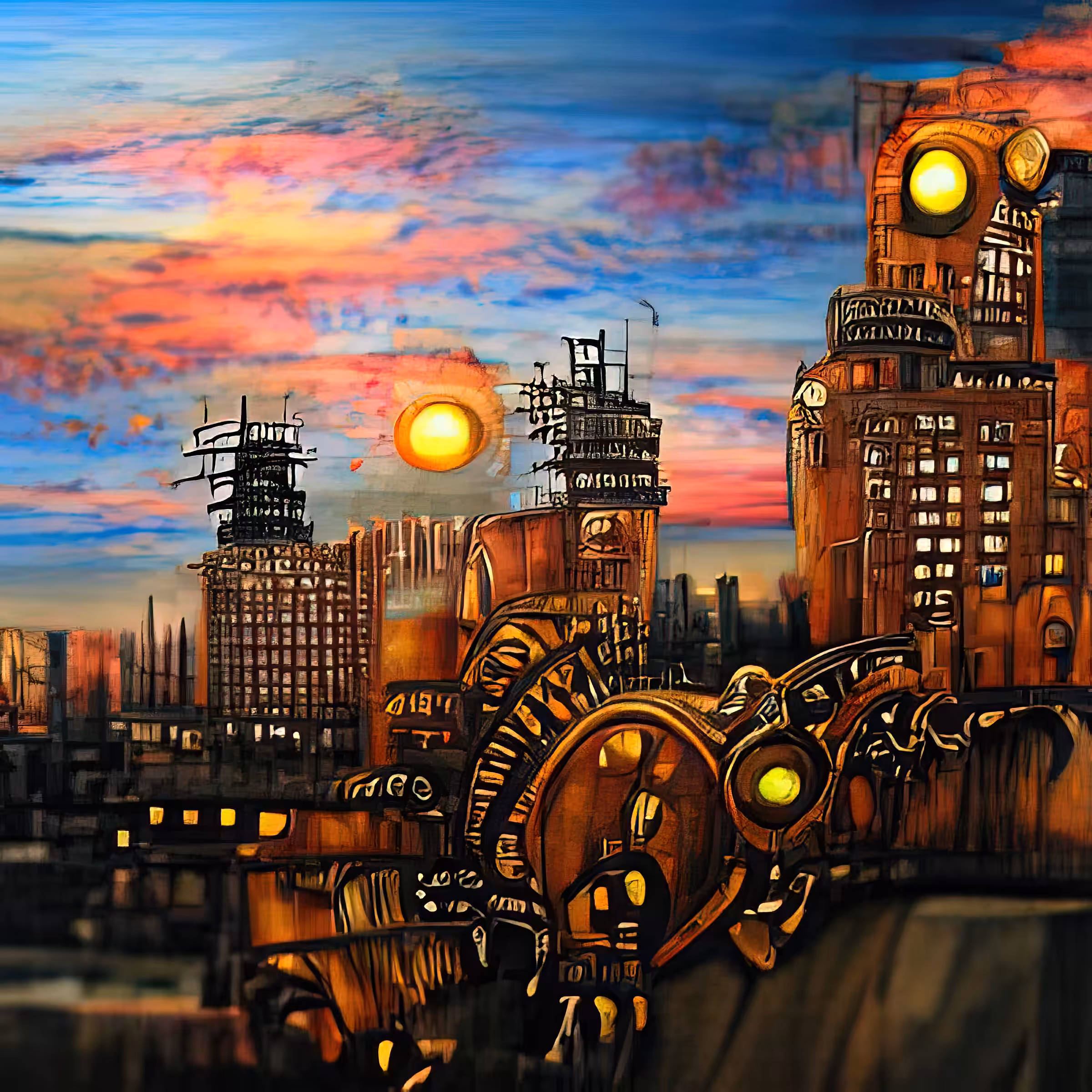 cyber steampunk city sunset 9VHwuWnGVzePu8y5KOhJ