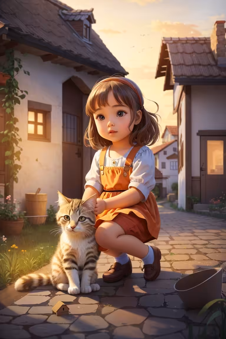 Girl with a kitten 