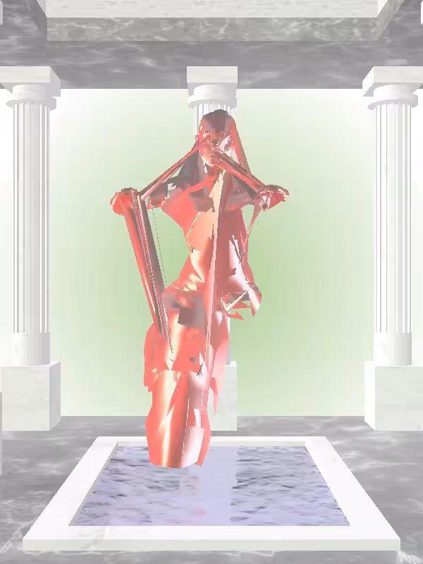 The Treading Water Bright Red Woman #3544