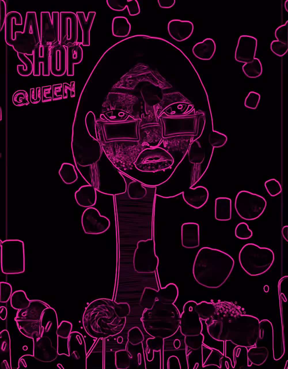 The Candy Queen Pink Derivative of The Long Neckie Lady #1834