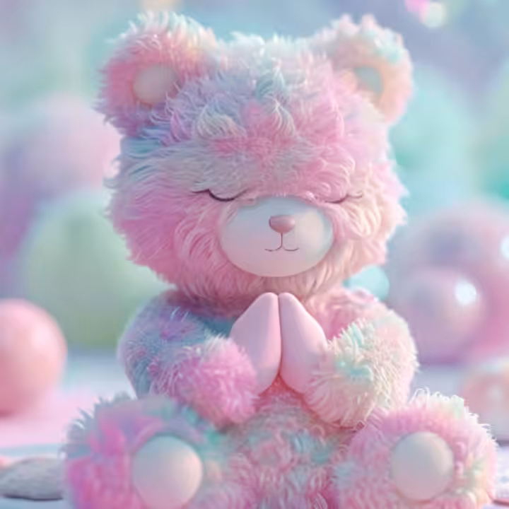 Cute toy yoga bear