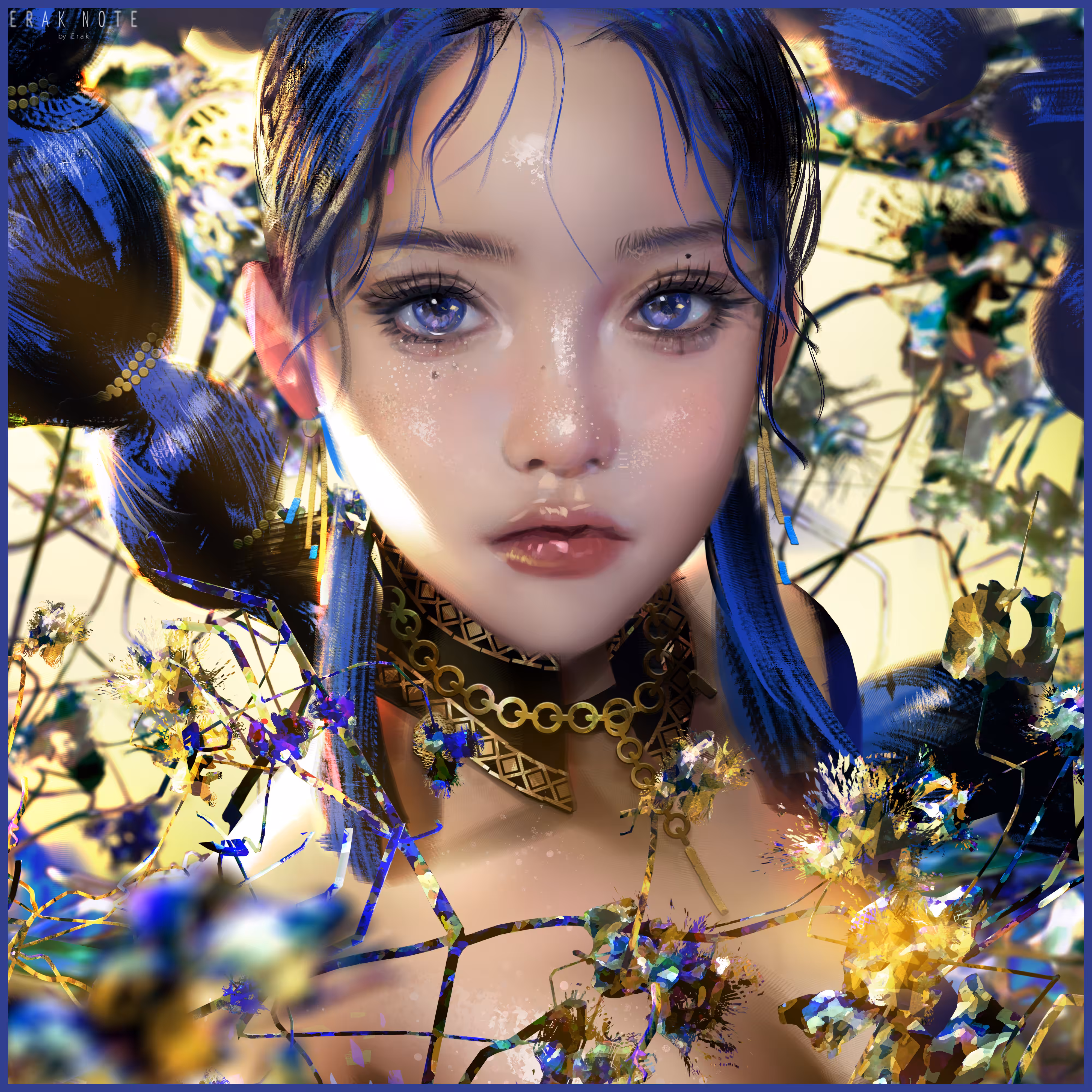 Flower and Iron - Blue
