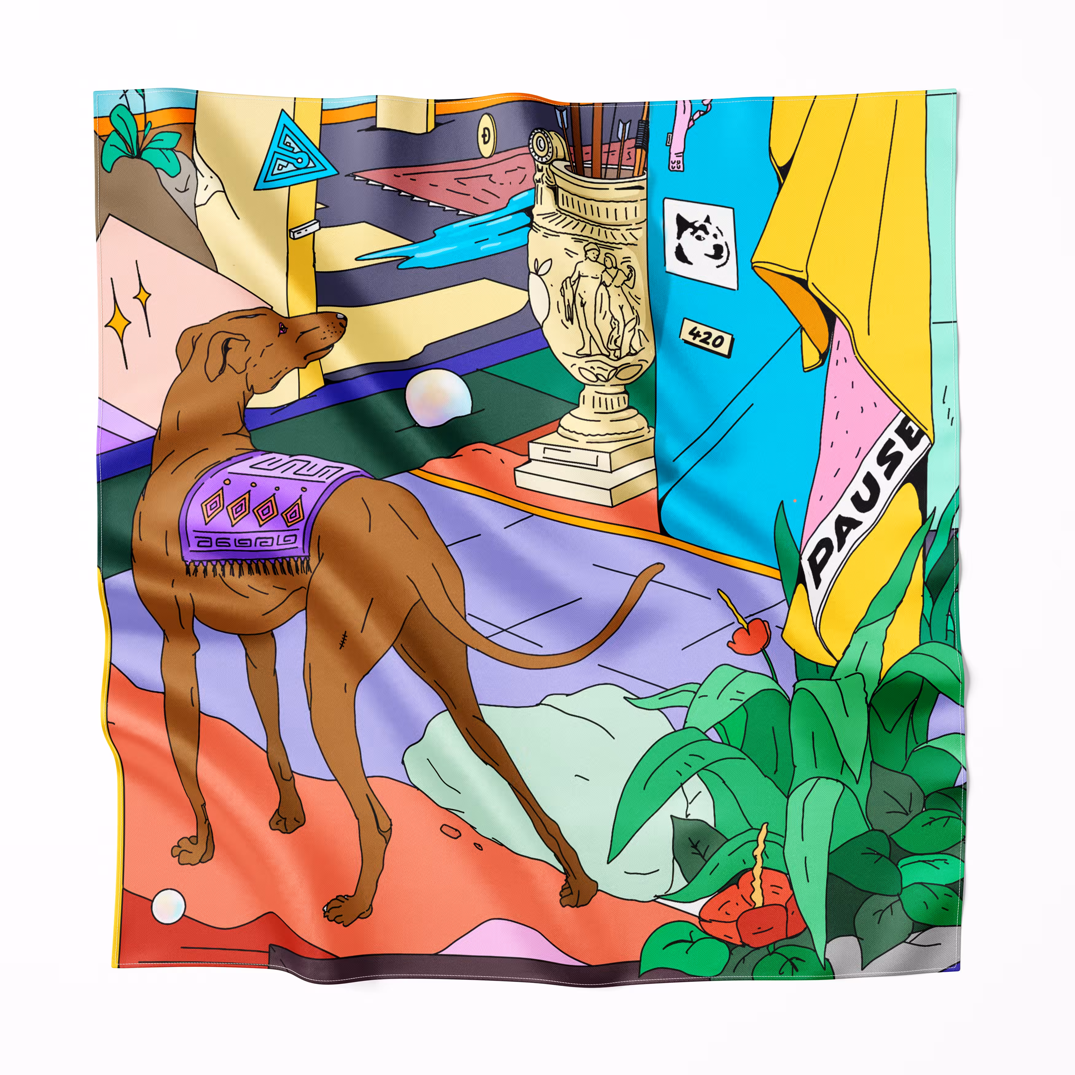 $Silk Scarf "Chasing the Doge"