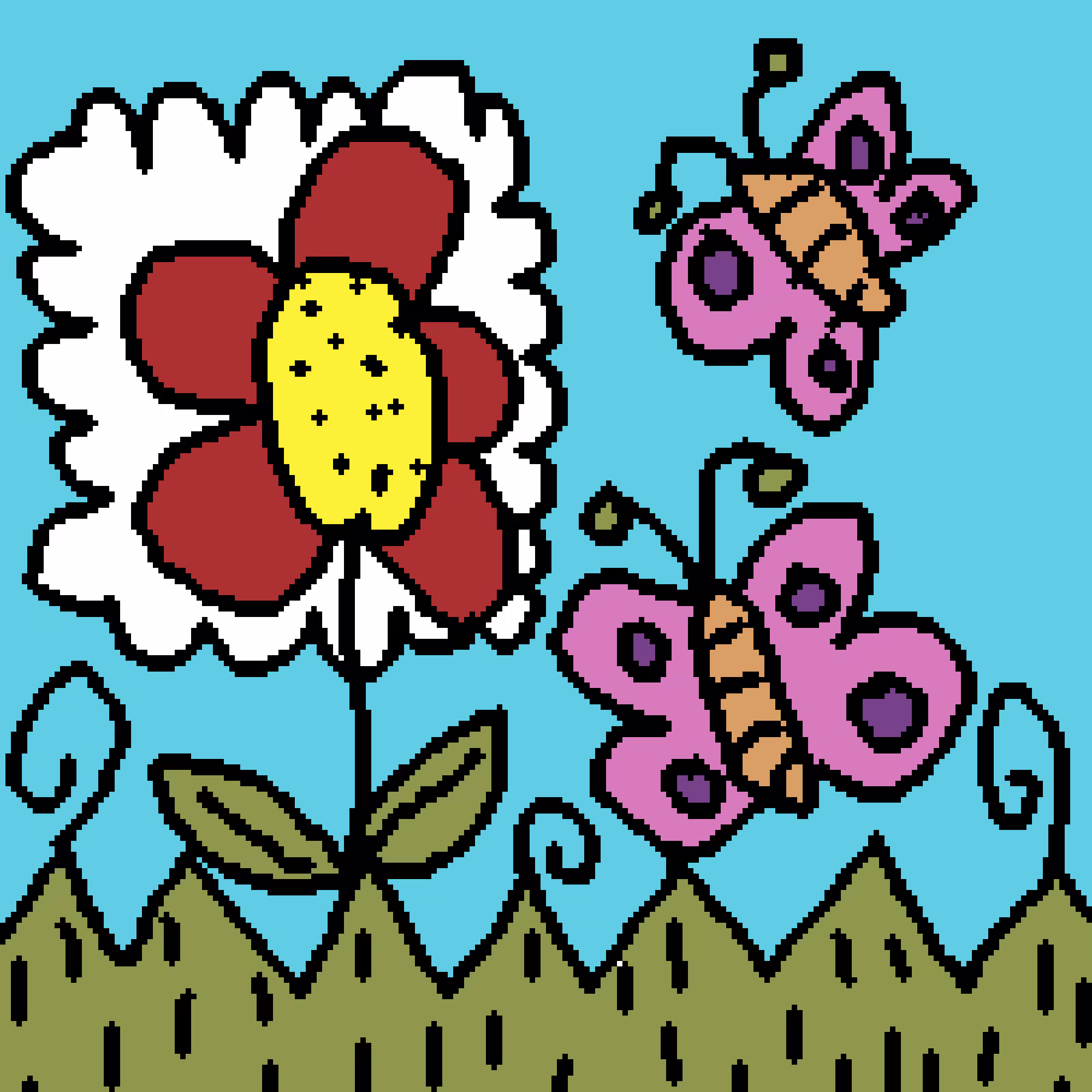  Flower and two butterflies