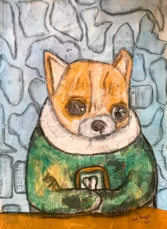 Dog with iPhone