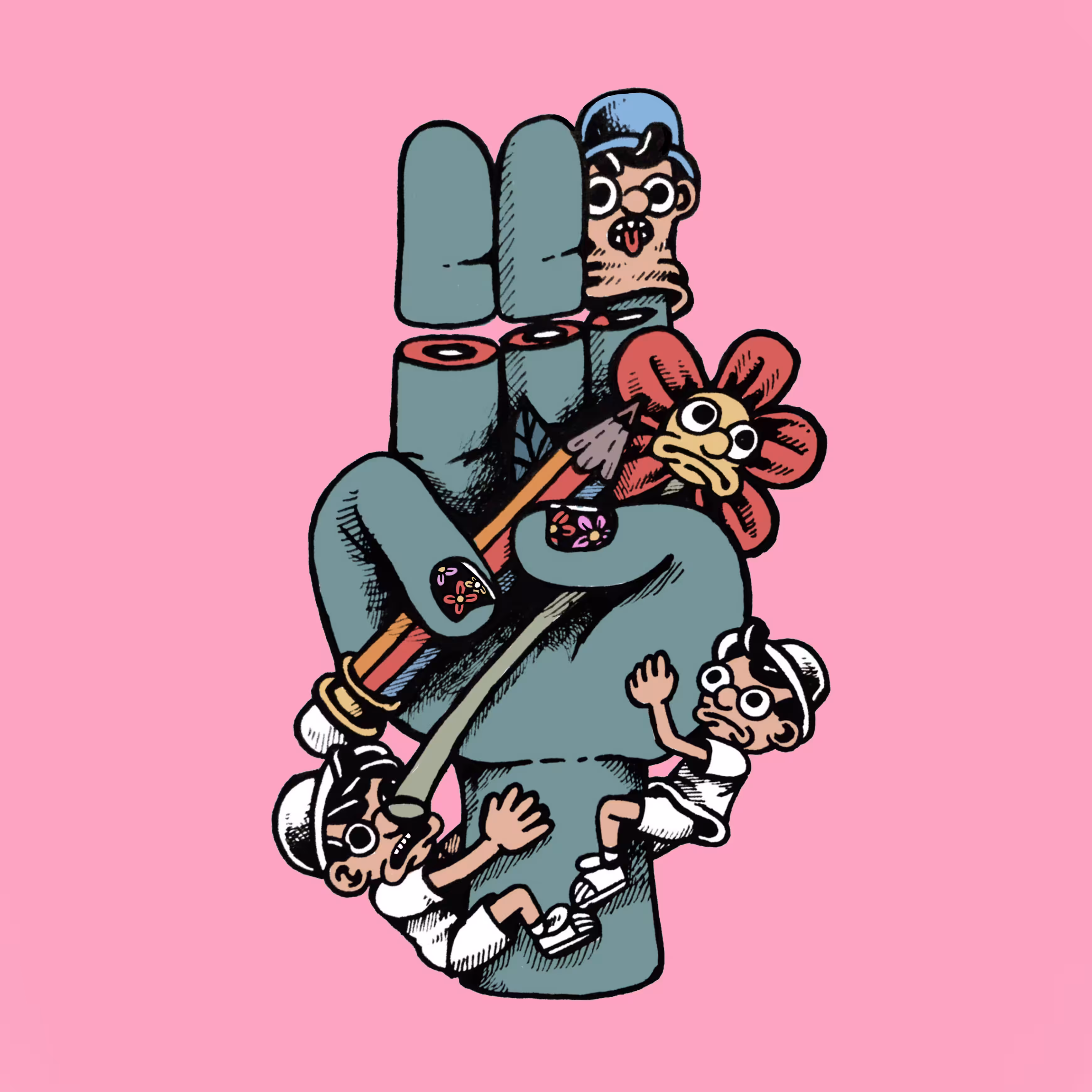 democracy with flower and pencil and boys