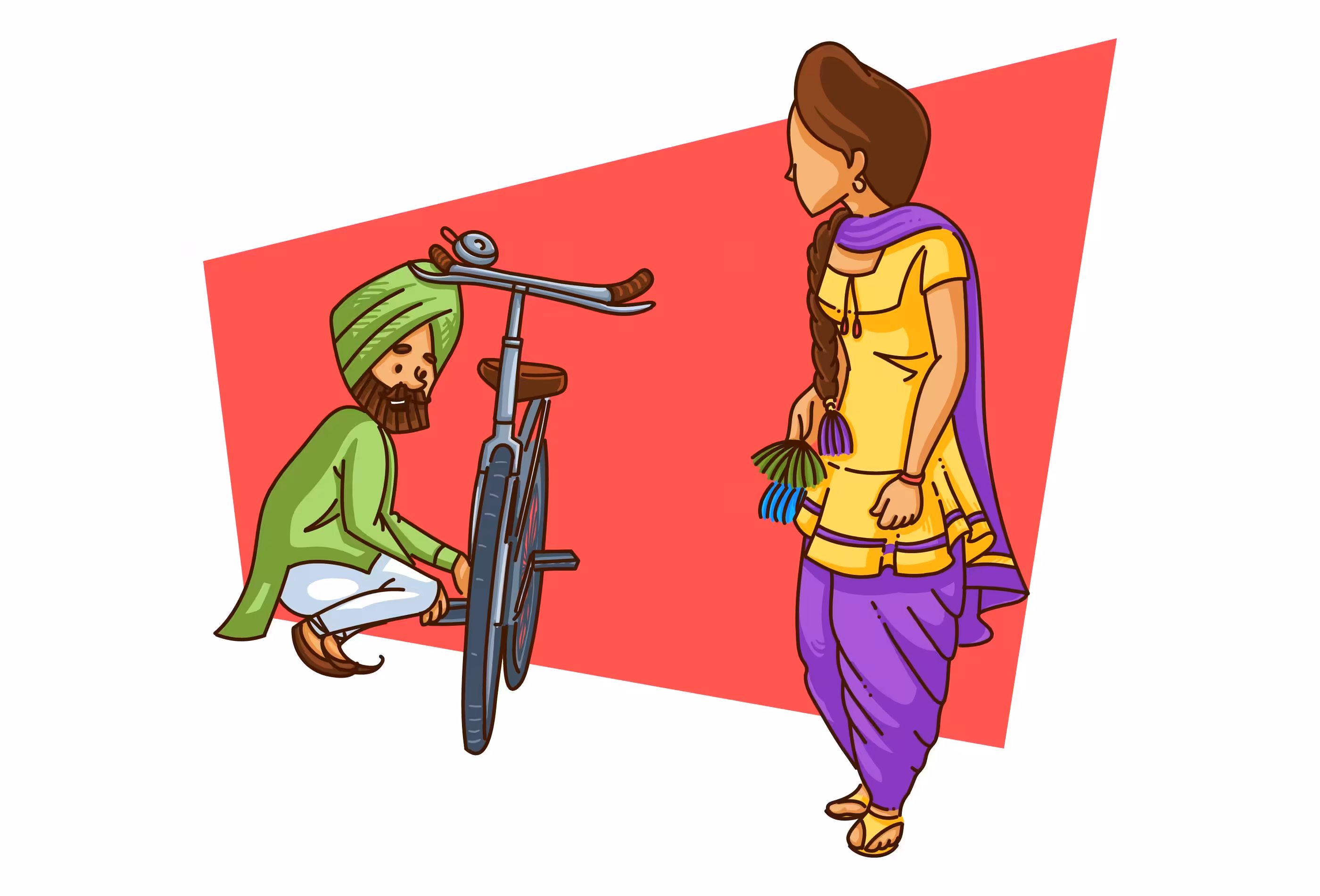 Illustration Of Punjabi Couple