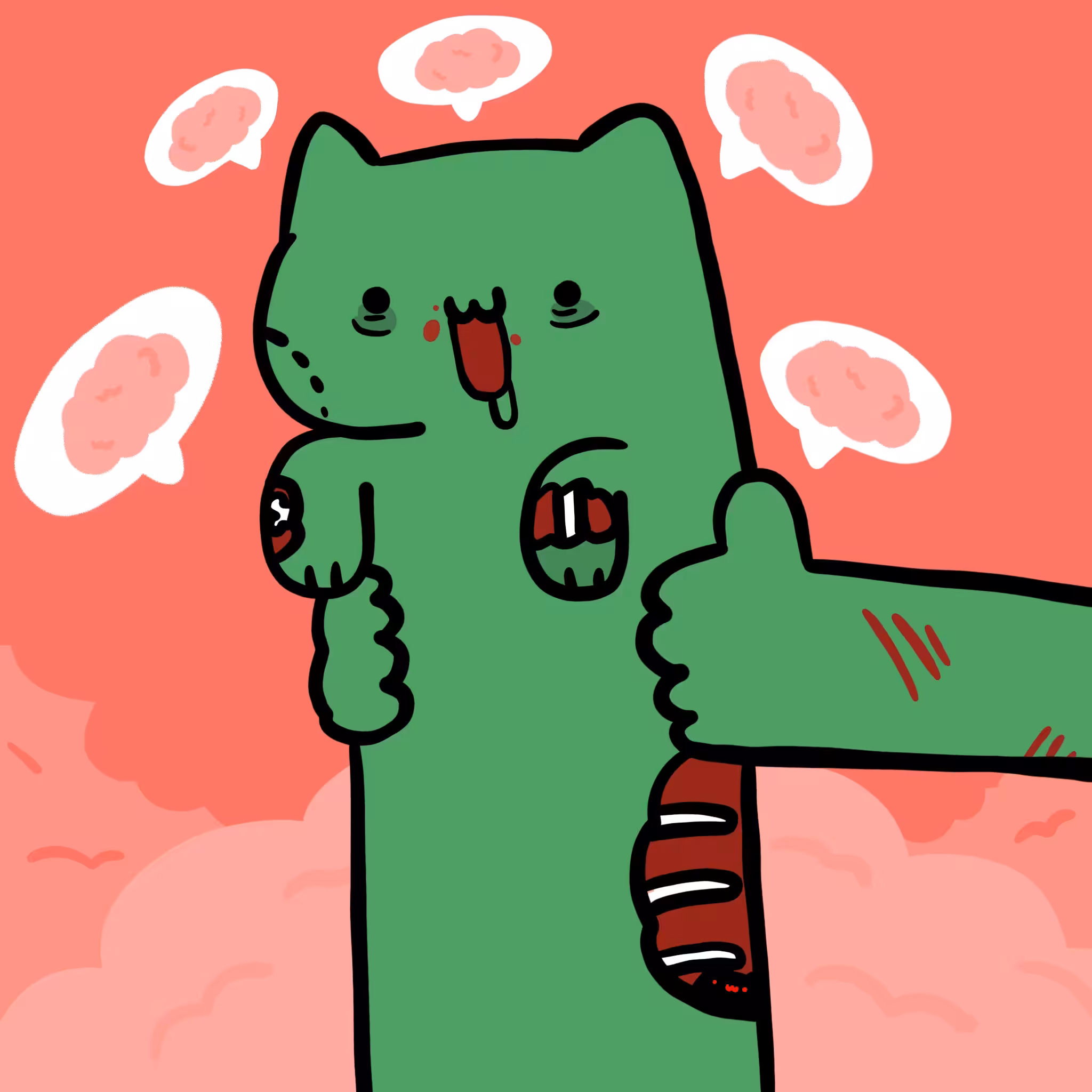 Long Long zombie cat  #0189