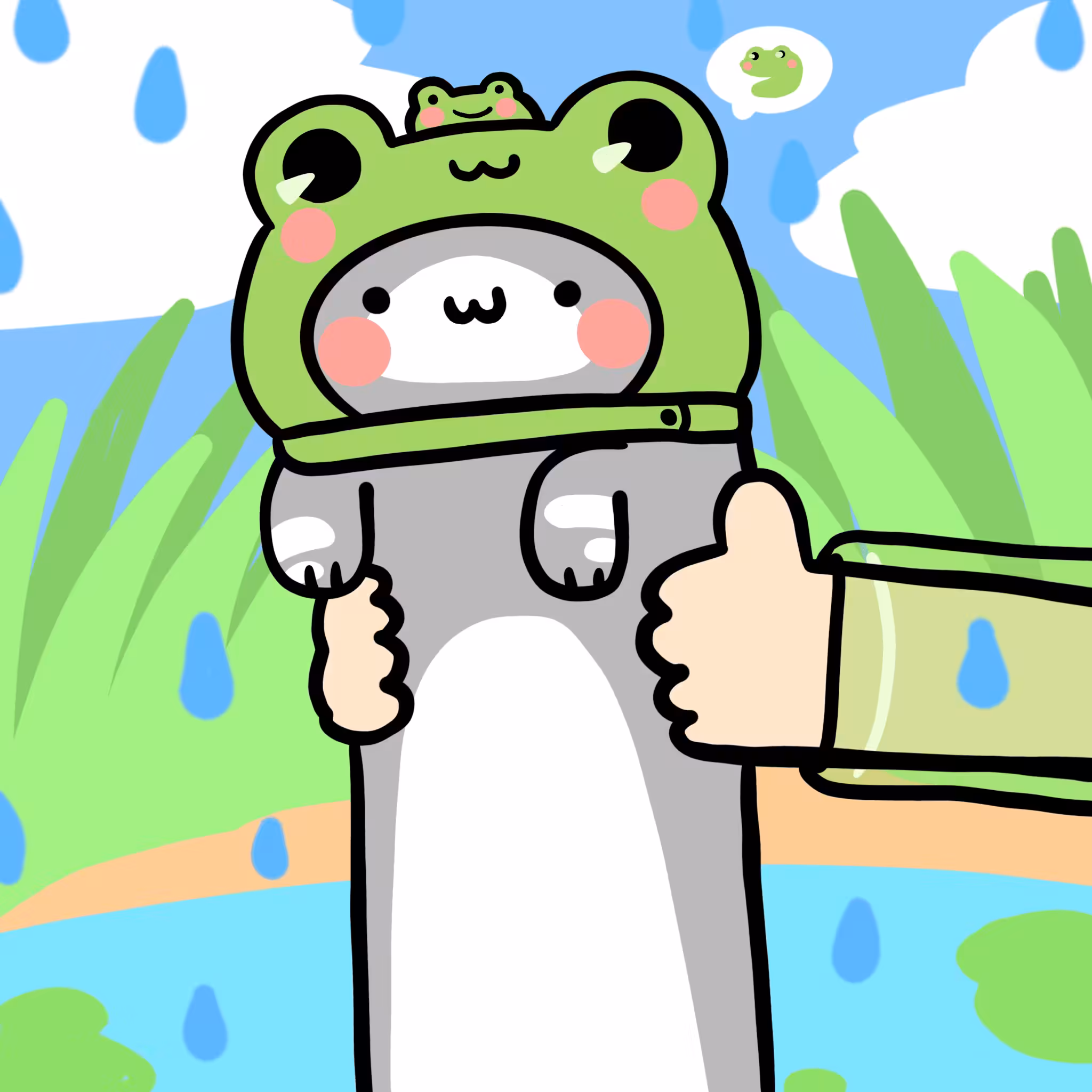 Long Long God of frog lover Cat #0162