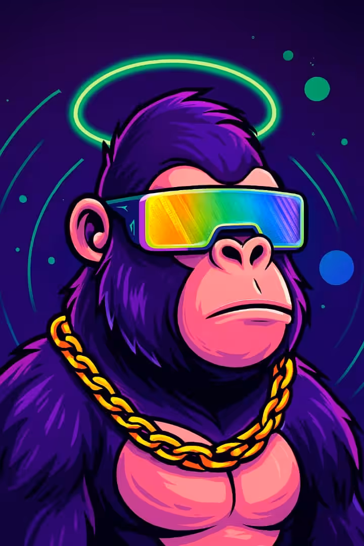 Cyber Gorilla with Neon Halo