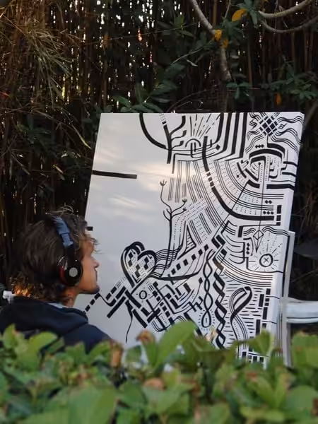 Me painting my 1st Ayahuasca painting