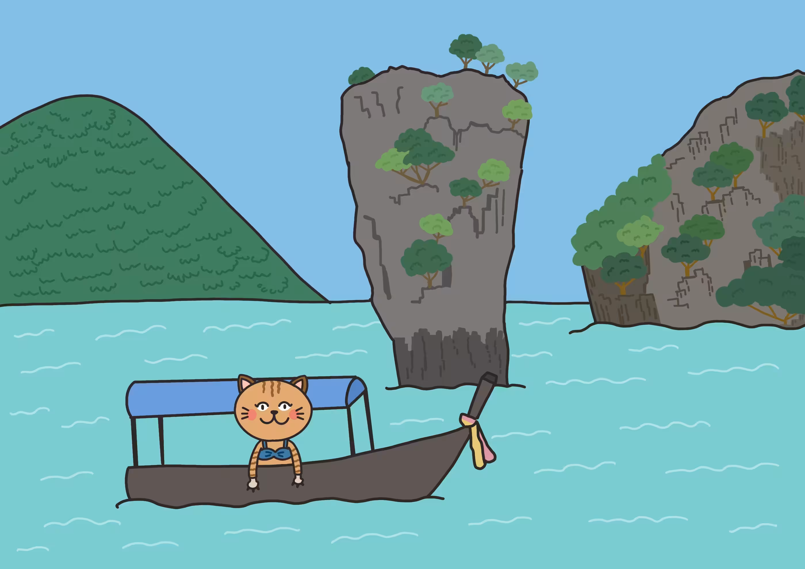 The cat travel to Kao Tapu, Thailand