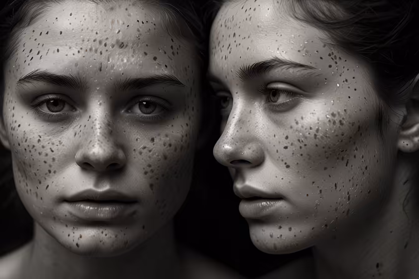 Two faces side by side