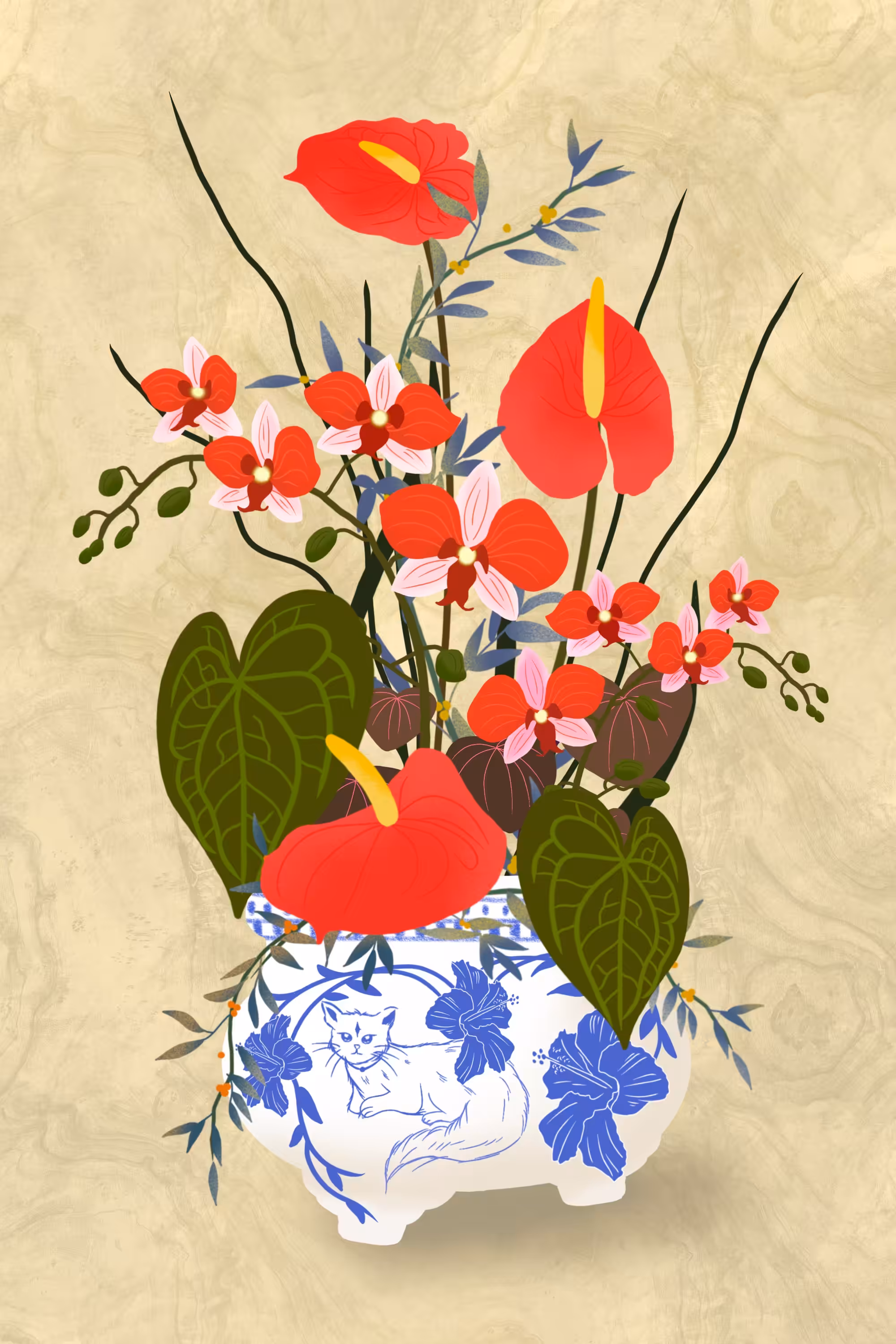 Flower bouquet #1 Anthurium & Orchid 