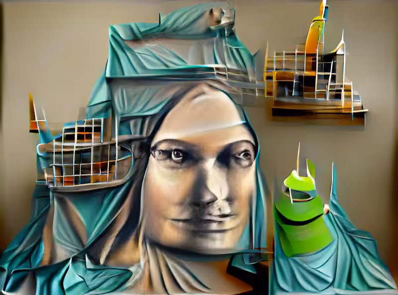 Mona Lisa meets Statue of Liberty