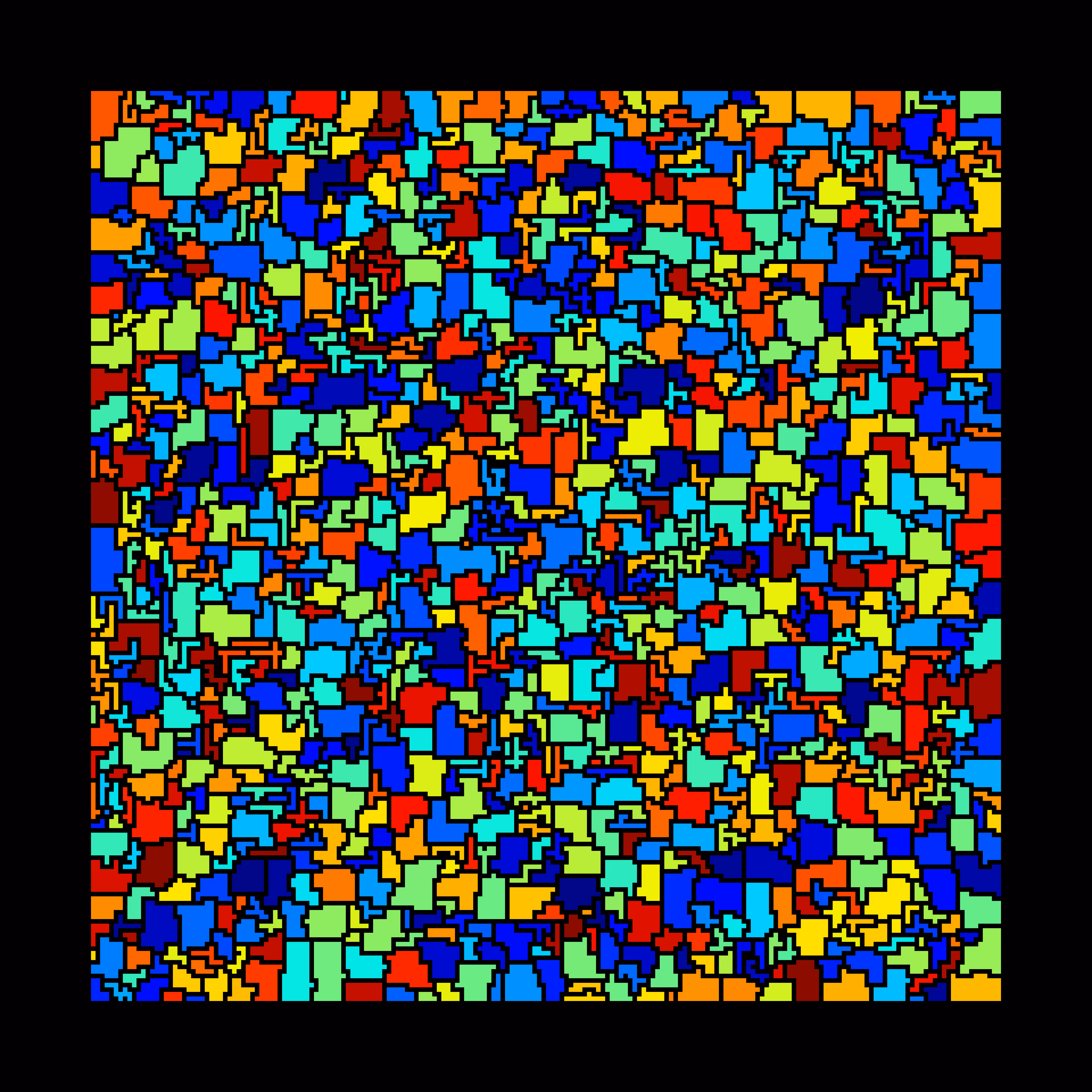 Coded Mask Project. Seed=4122021114620. 200x200 elements. ClusterSize=100. Aperture = 64.03%. Maximum aperture reached. 