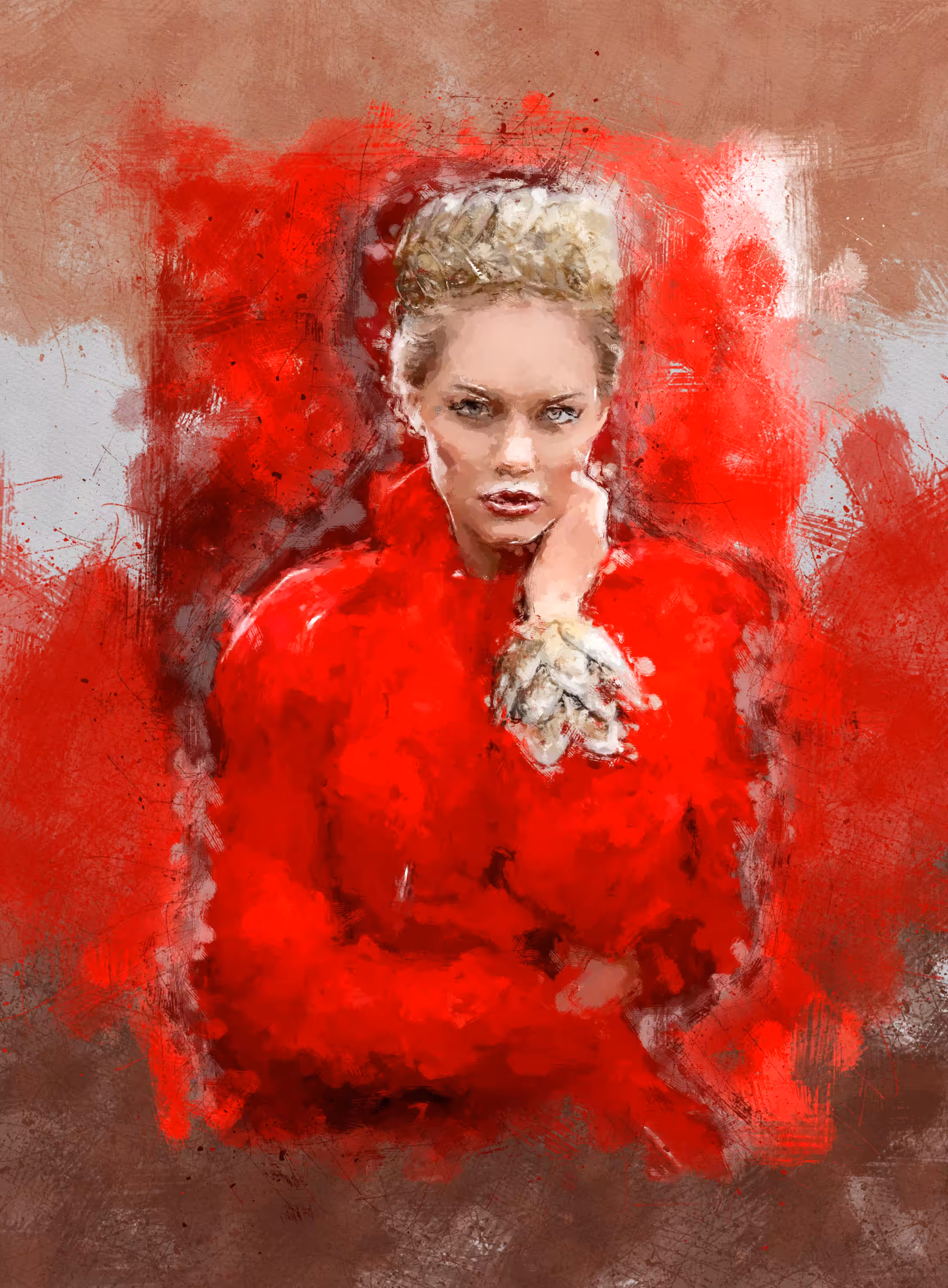 digital painting of red girl