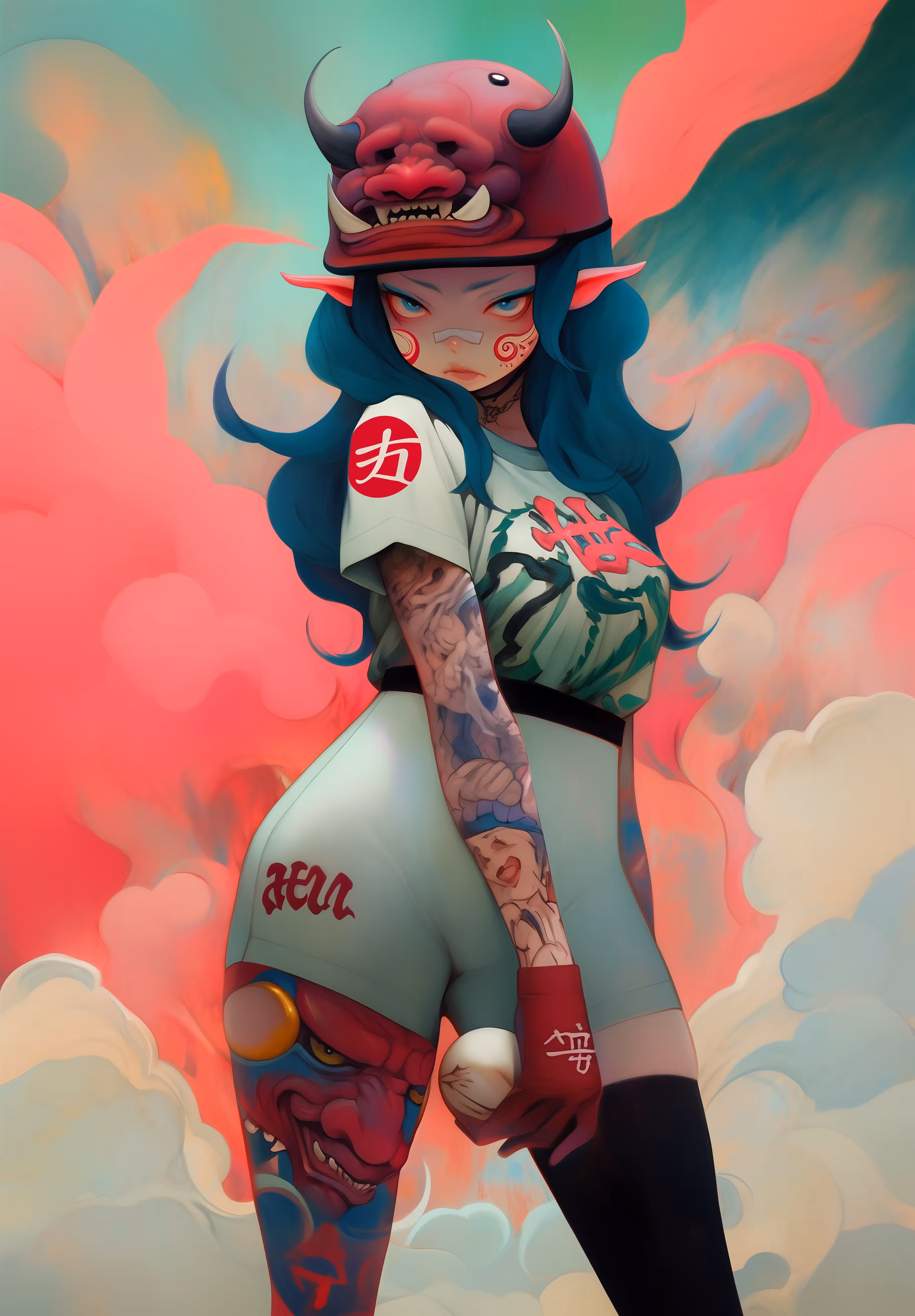 Oni girl of baseball pitcher