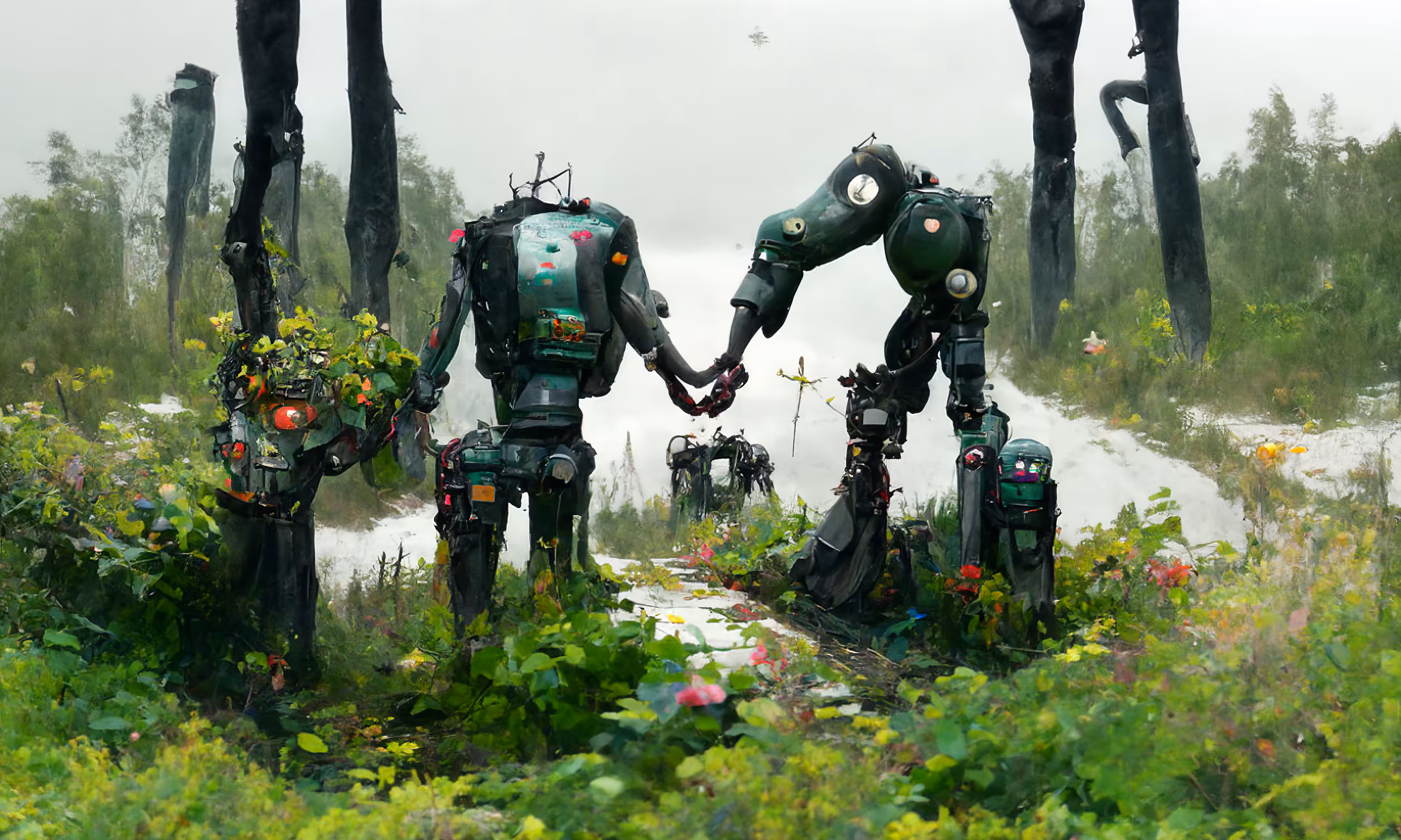Robots Holding Hands at The End of the World