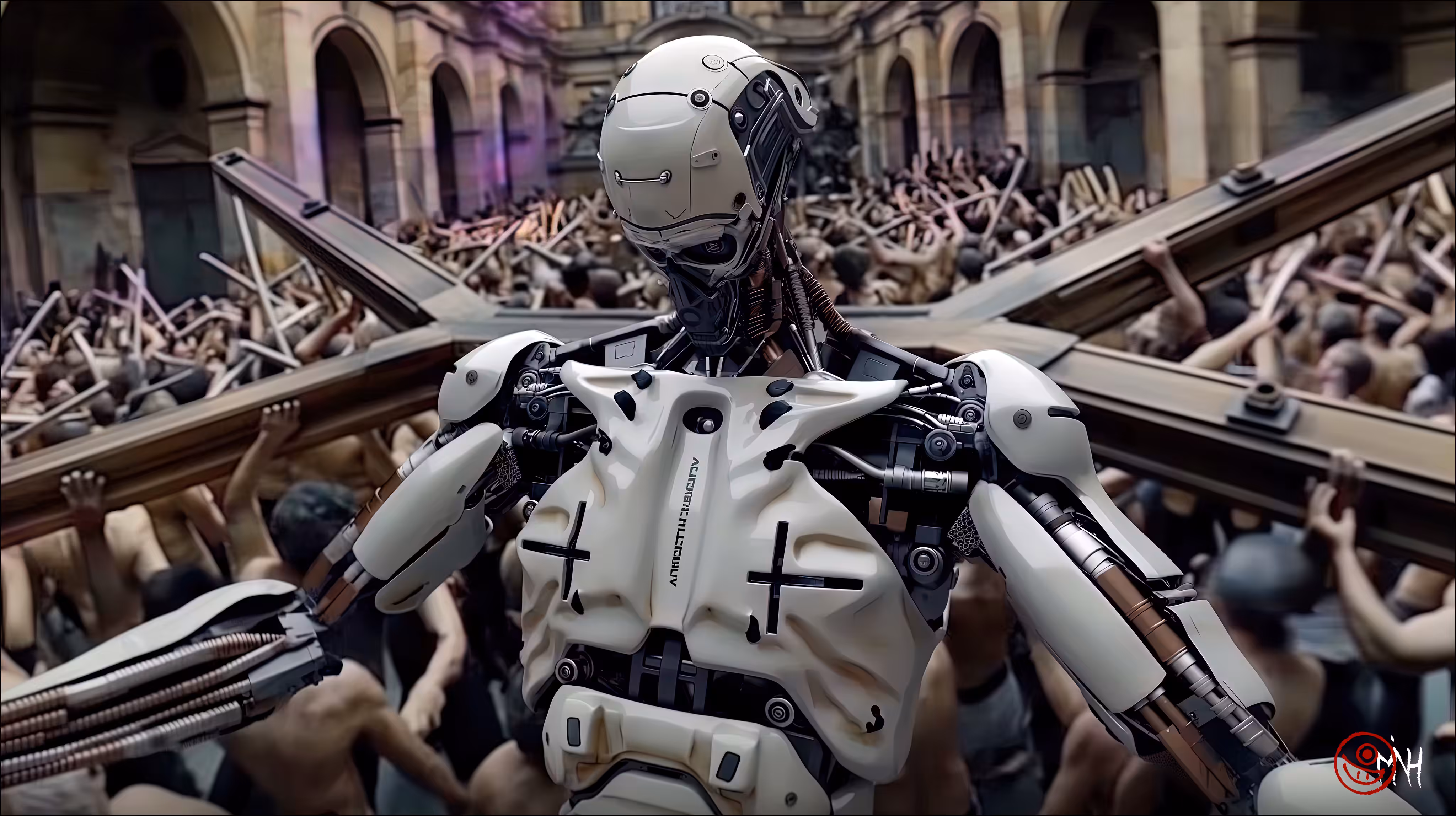 Des Soldats du Christ (robot crucifié)