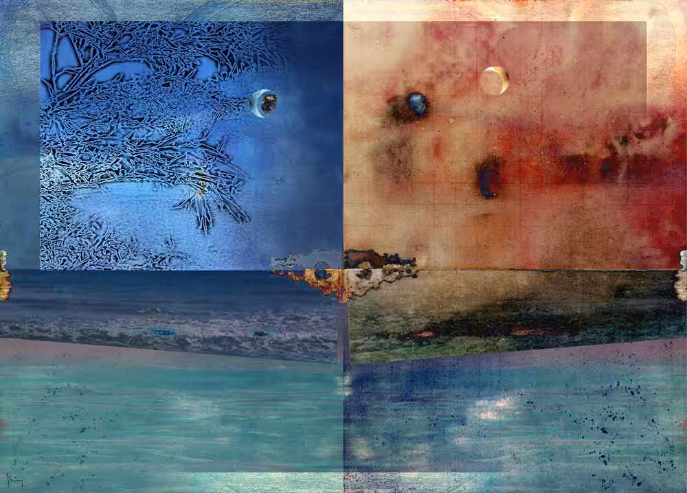 Setting sun , blue & red