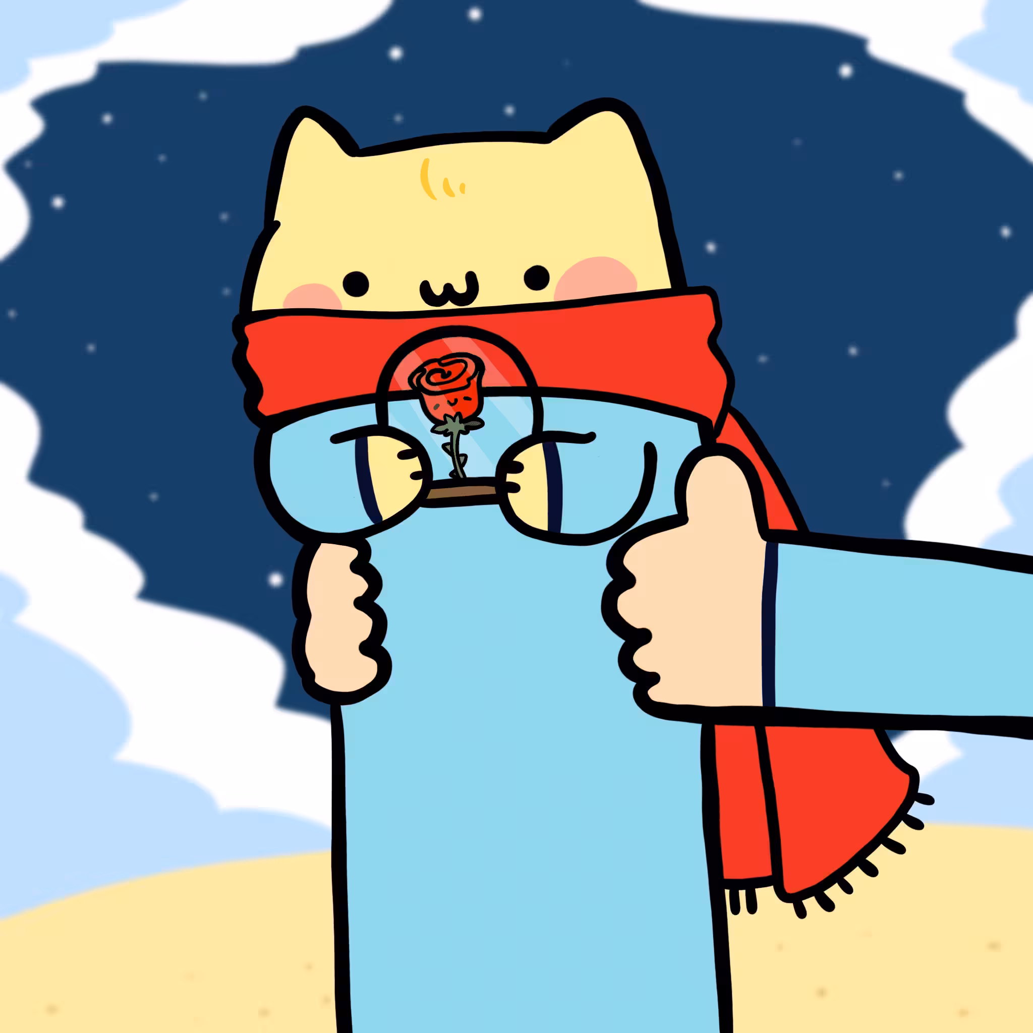 Long Long little cat and rose fwiend #0184