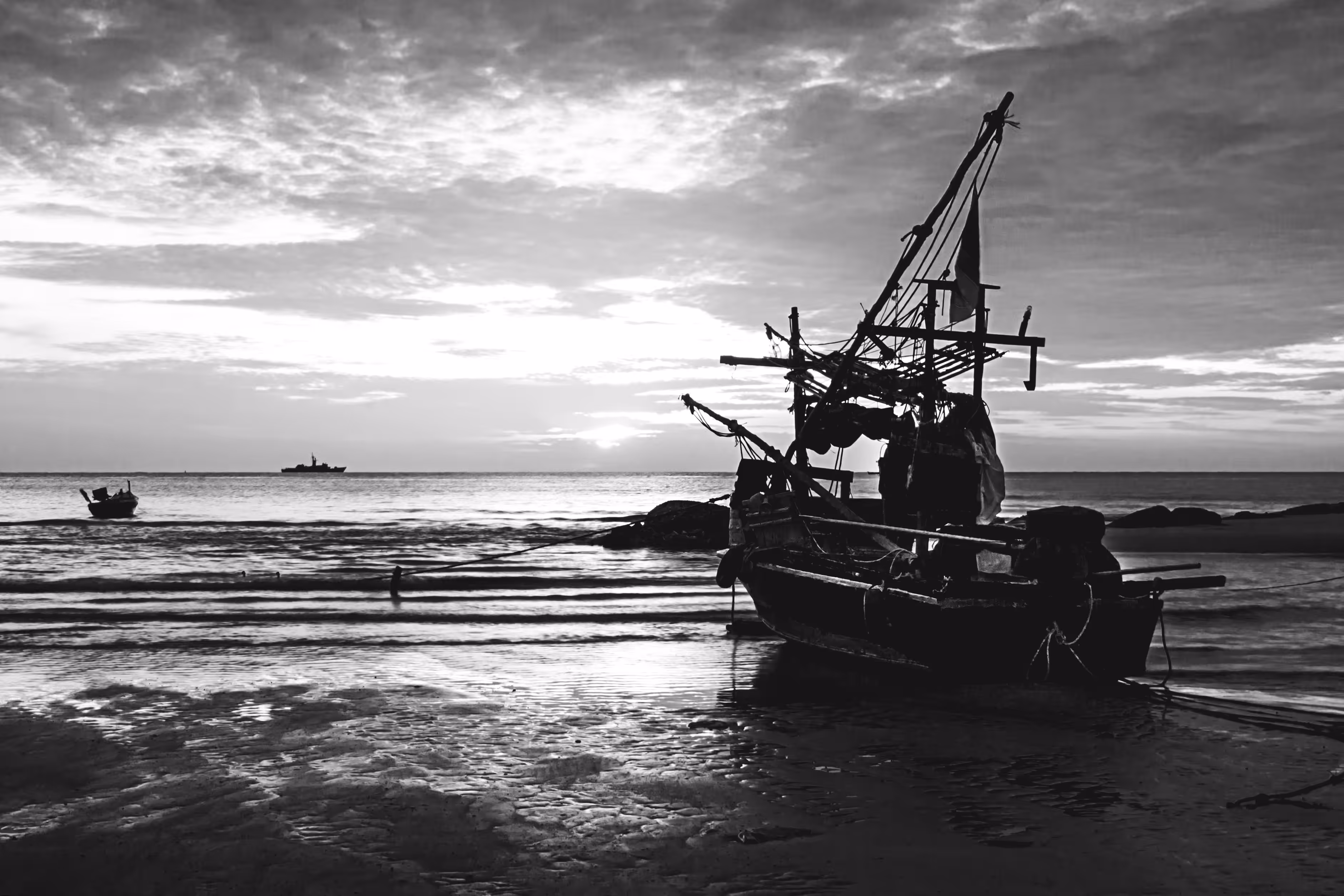 fishing boat on  the beach.