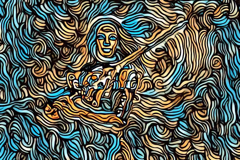 Queen Parucha with her sword