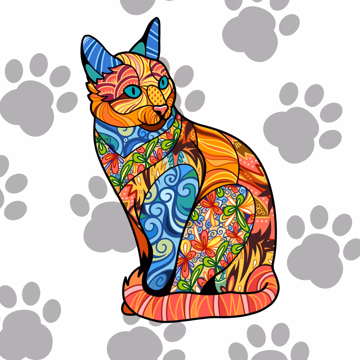 Cat Illustration and Steps