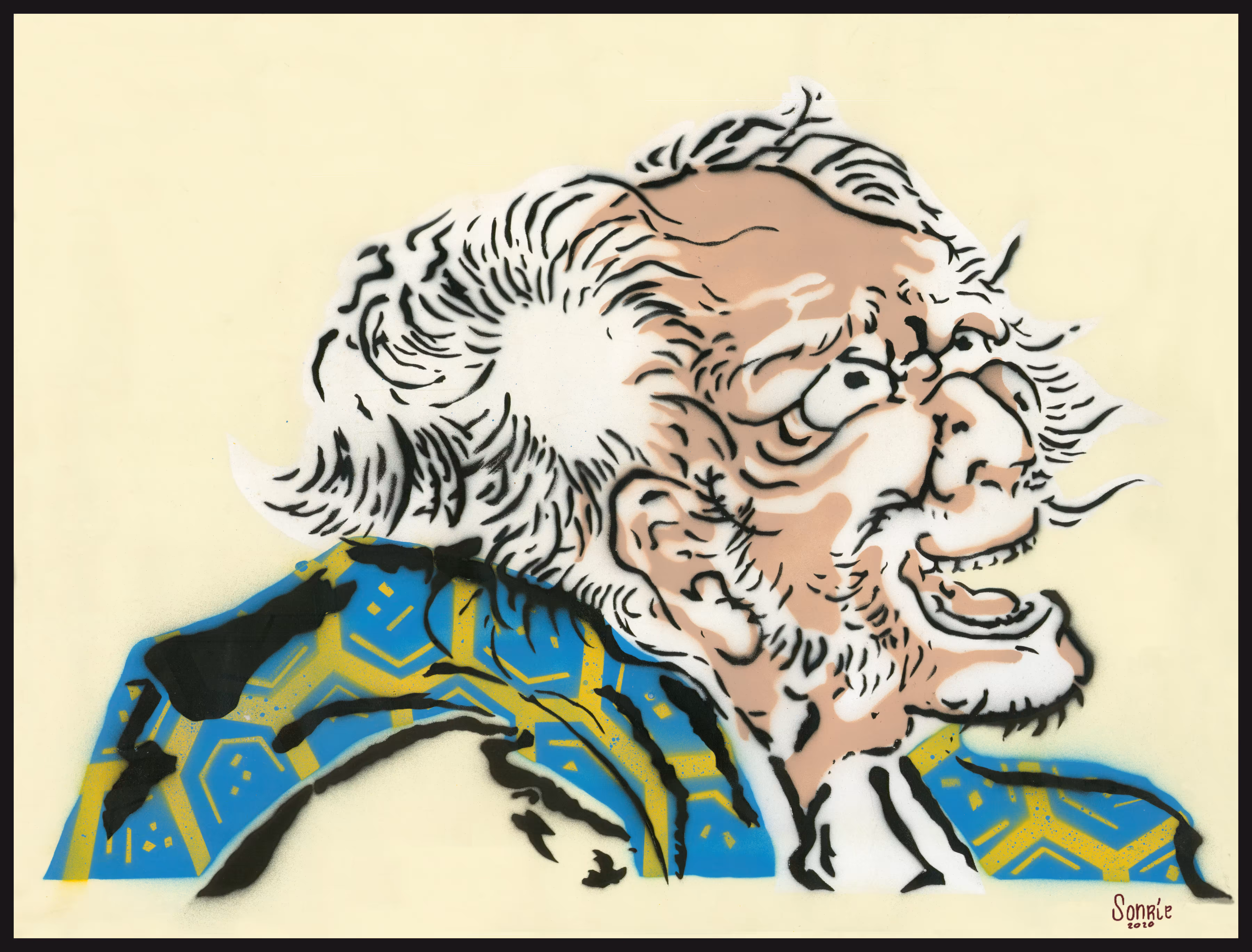 "Old Man Hokusai" Stencil artwork