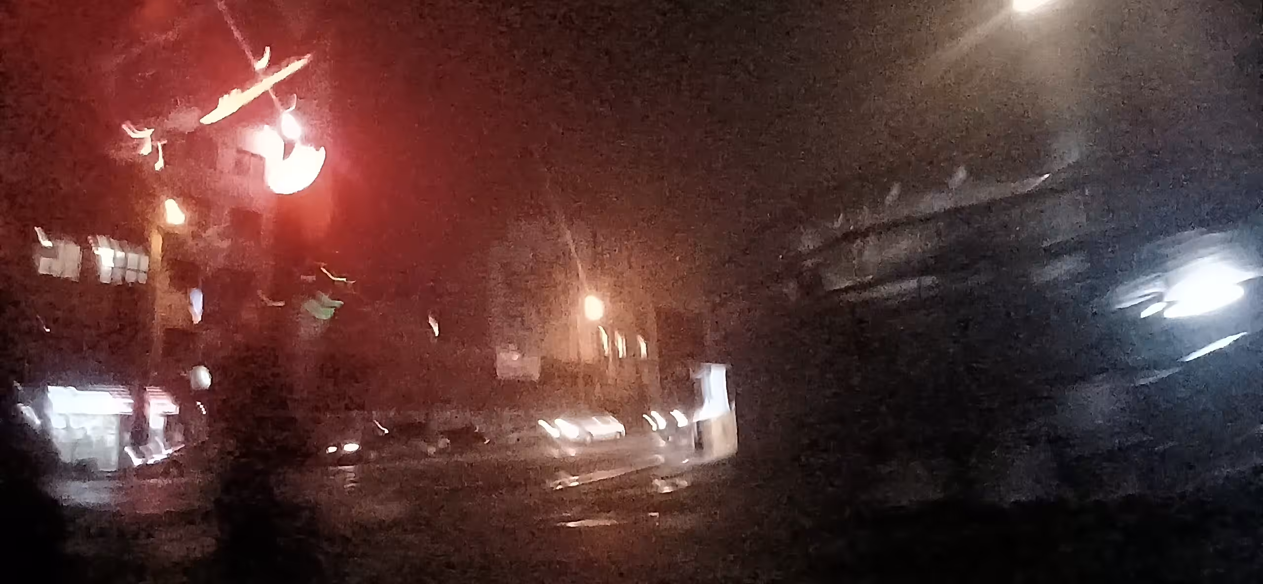 At night